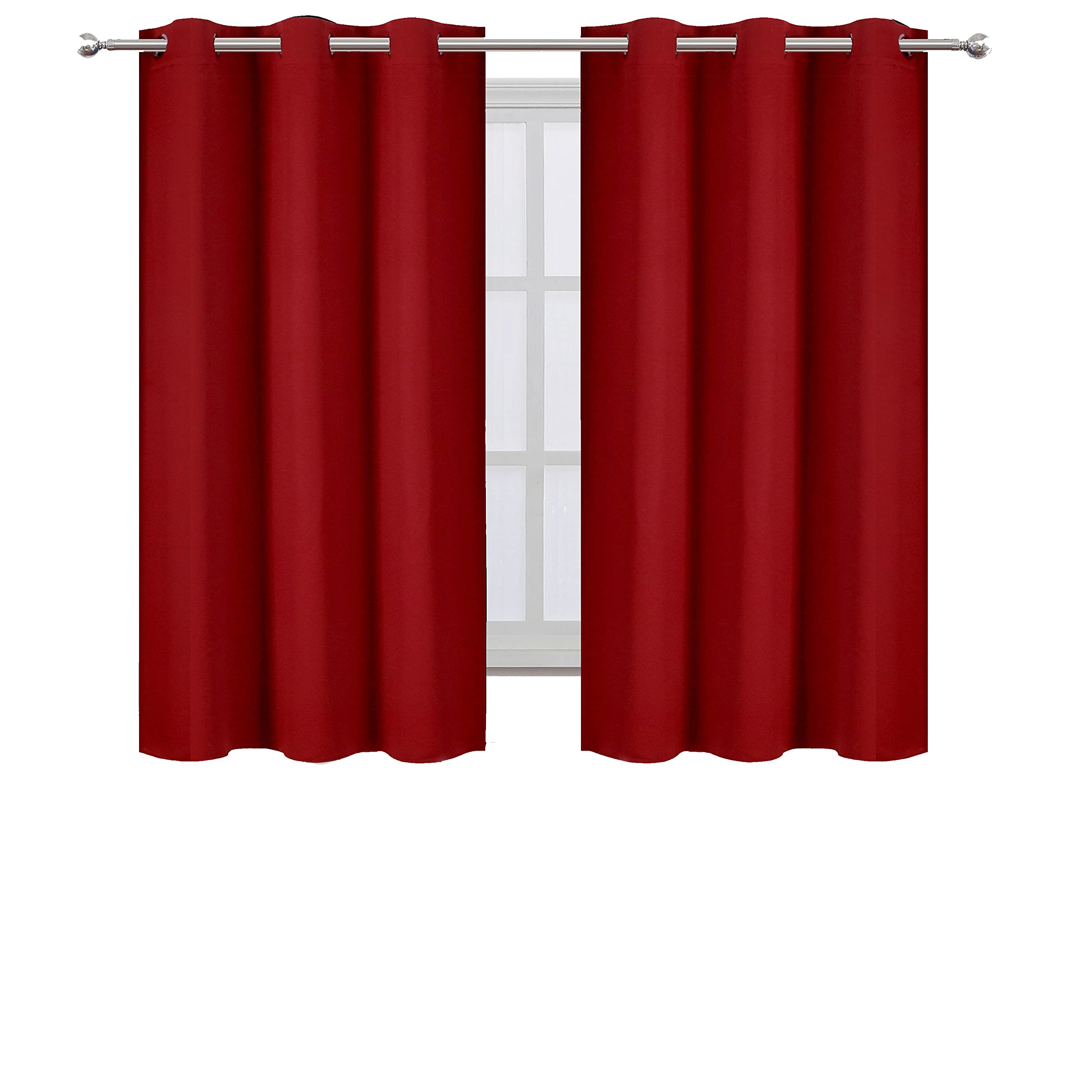 LEMOMO Blackout Curtains for Bedroom & Living Room - 42 x 54 Inch, Set of 2 Panels, Red, Grommet Top - Perfect for Kids Room, Nursery, Home Theater & Light Blocking