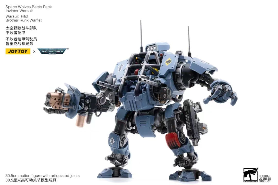 JOYTOY 1/18 Scale Warhammer 40K Space Wolves Invictor Warsuit Action Figure - Collectible Battle Pack for Tabletop Gaming & Display