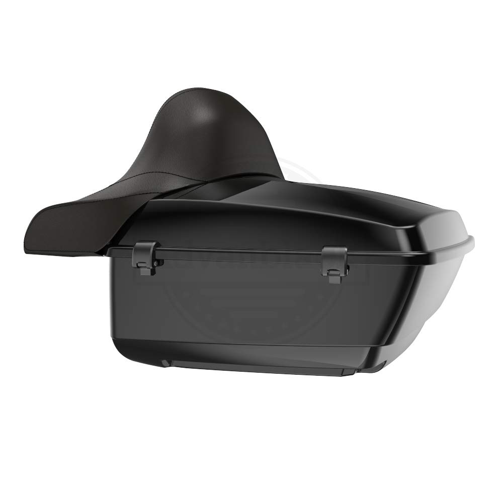 **Moto Onfire Vivid Black King Tour Pack – Largest Motorcycle Tail Box & Luggage Trunk for 2014+ Harley Touring FLH – Black Latch Hinges, Detachable Mounting Bracket & Top Rack – Perfect for Long-Distance Rides & Road Trips**