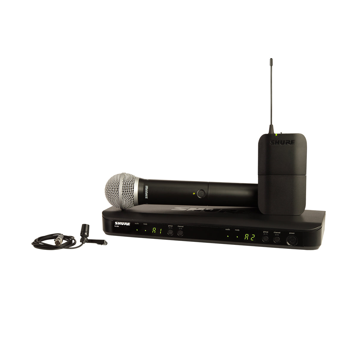 Shure BLX1288/CVL Wireless Microphone System with PG58 Handheld Mic & CVL Lavalier Mic - Professional Audio for Live Performances, Presentations & Events