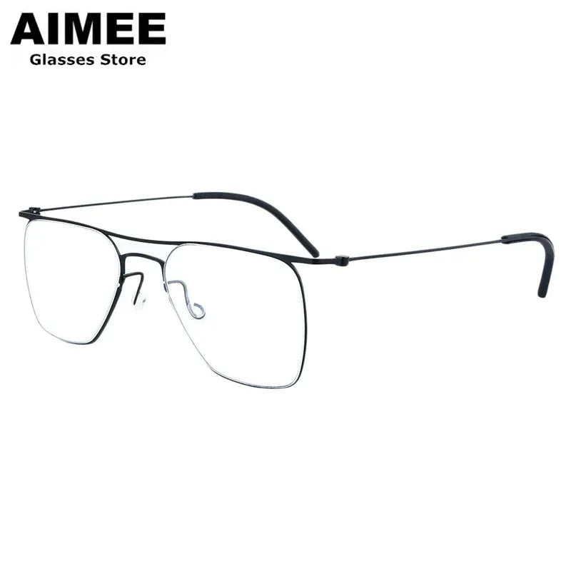 Aimee Women's Full Rim Square Double Bridge Titanium Eyeglasses Frame 55802 - Lightweight & Durable for Work, Reading & Fashion Accessories