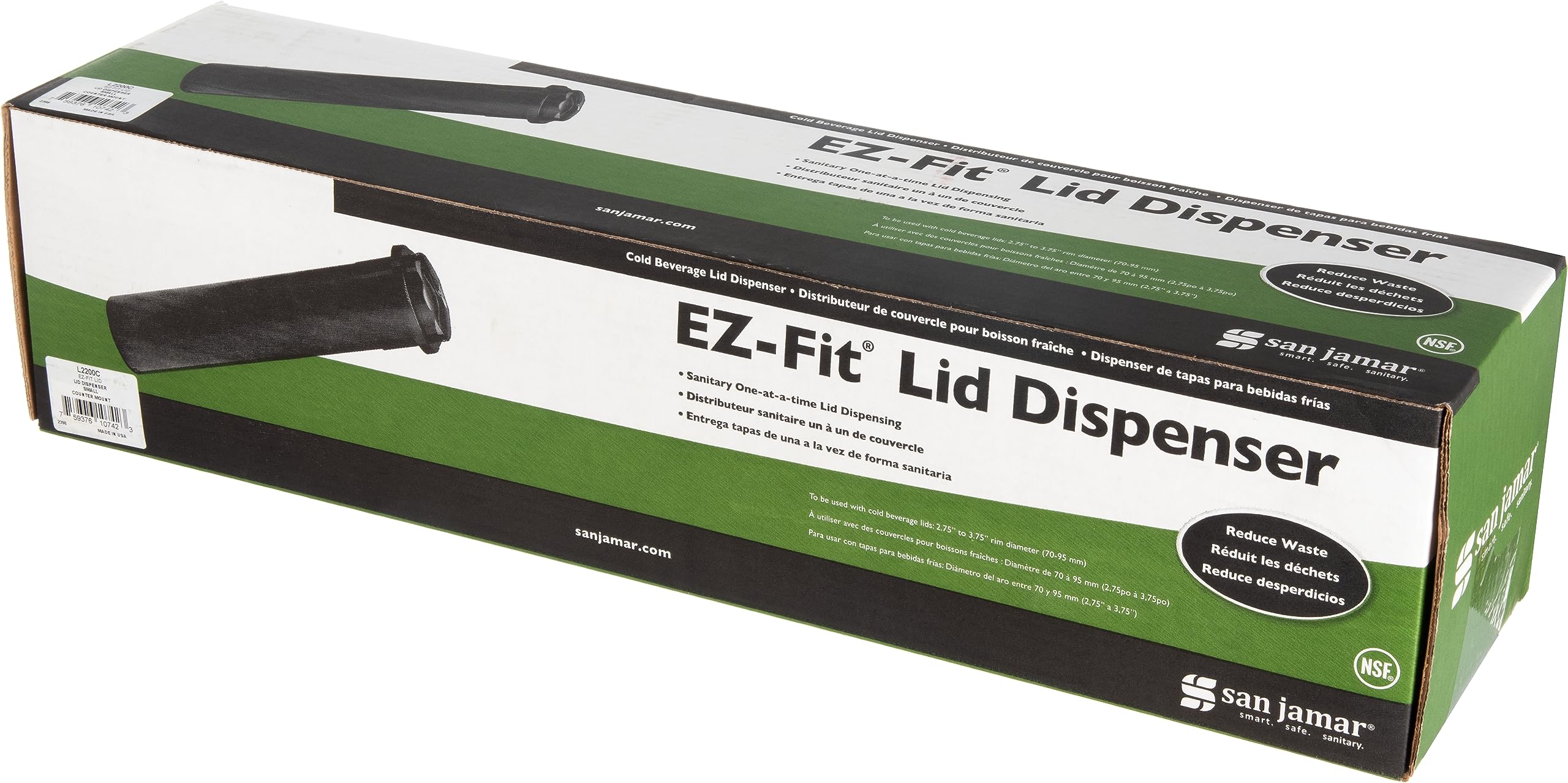 San Jamar Ez-Fit In-Counter Lid Dispenser for 8-24 Oz Cups | Commercial-Grade Plastic Lid Organizer for Restaurants, Cafeterias & Fast Food (6.5