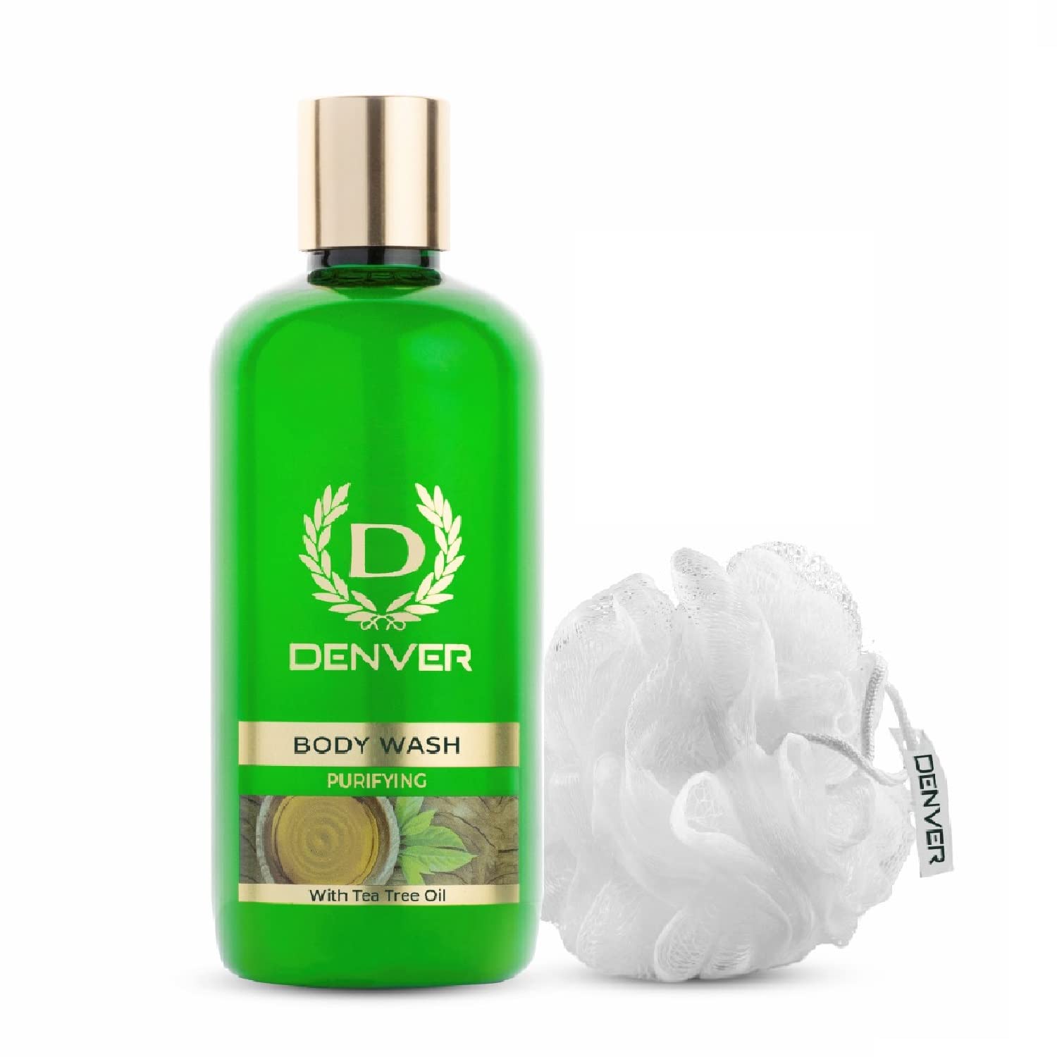 DENVER Purifying Body Wash with Tea Tree Oil - 325ML | Soap-Free Formula for Deep Cleansing | Men's Shower Gel for Acne-Prone & Oily Skin | Refreshing Bath Essential for Gym & Post-Workout Use