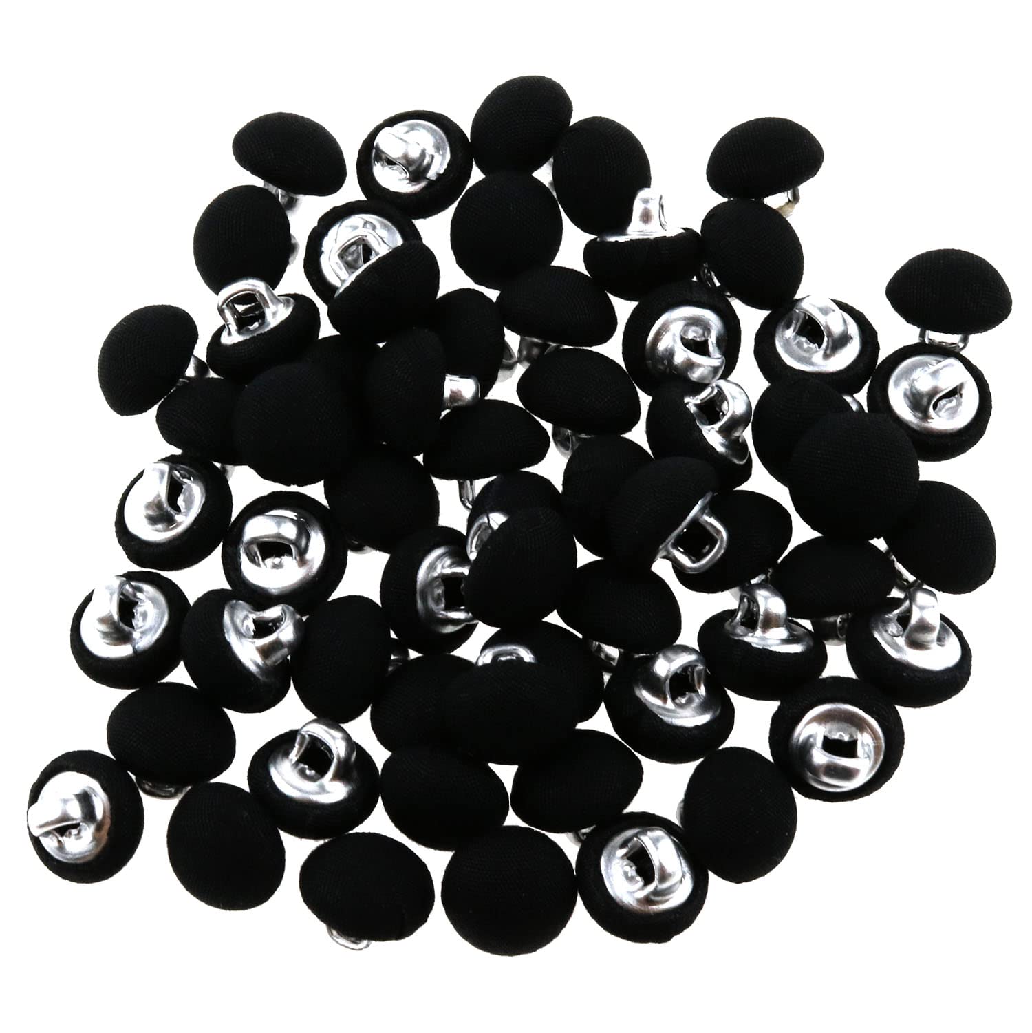 Smooth Satin Fabric Covered Buttons - 10mm Black Wedding Dress Buttons (60PCS) - Perfect for Coat Sewing, Bridal Gowns & DIY Fashion Projects