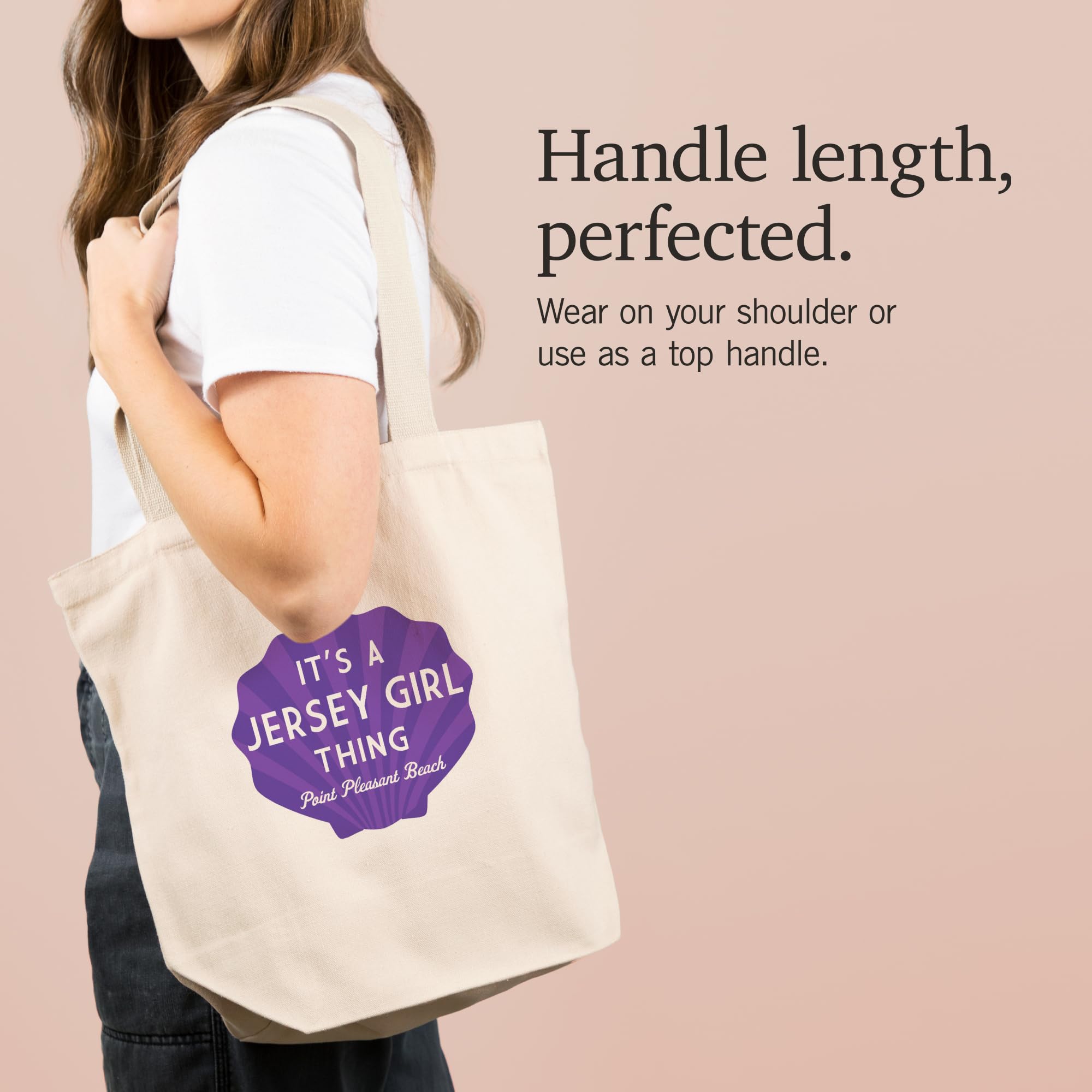 Lantern Press Point Pleasant Beach New Jersey Jersey Girl Thing Cotton Canvas Reusable Tote Bag - Perfect for Beach Trips, Grocery Shopping & Everyday Use