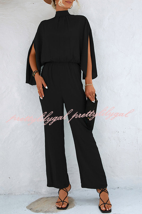 Elegant Solid Color Slit Back Lace Up Hollow Long Sleeve Jumpsuit for Women | Chic Party & Evening Wear | Perfect for Date Night, Cocktail Parties & Special Occasions