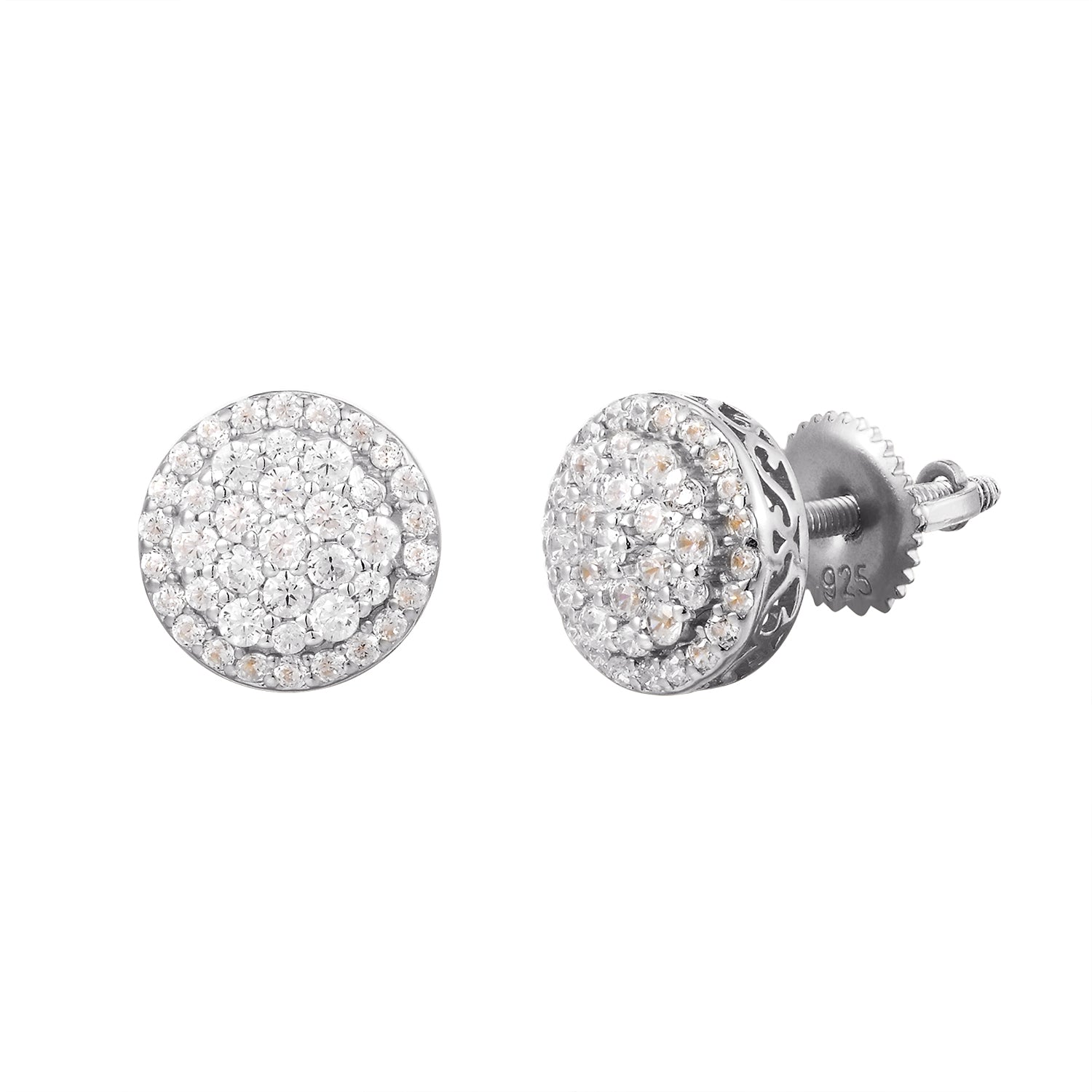 Sterling Silver 925 Icy Cluster Stud Earrings Screw Back for Women - Elegant & Hypoallergenic Jewelry for Parties, Weddings & Everyday Wear