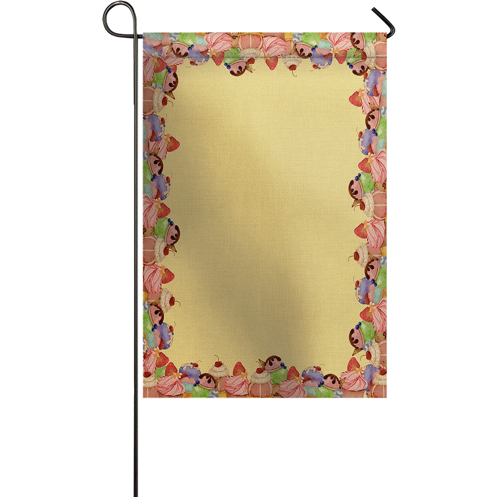 zzsunfeel 28x40 Inch Double Sided Summer Garden Flag - Vintage Ice Cream & Pink Cake Design for Outdoor Yard, Patio Decor | Perfect for Parties, Home & Seasonal Celebrations