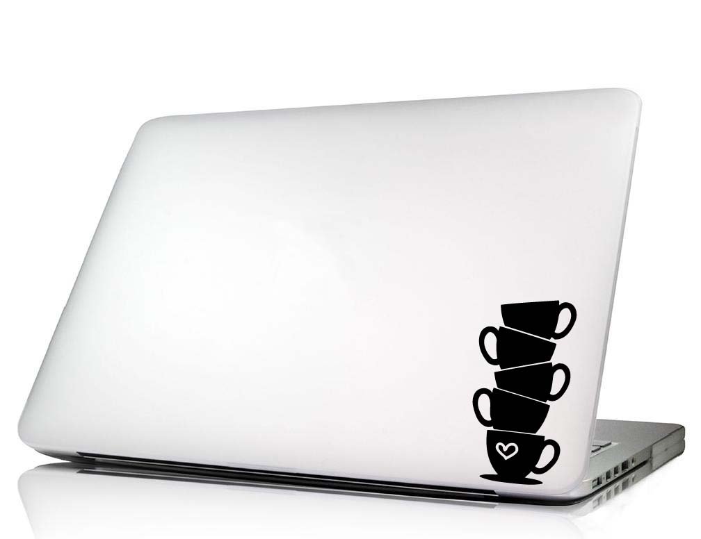 Cute Coffee & Tea Cup Silhouette Laptop Decal - Vinyl MacBook Skin Sticker with Inspirational Quotes, Mad Hatter Wonderland Design - Perfect for Office, Home & School Use