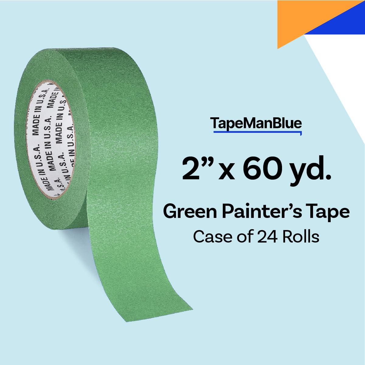 Premium High Tack Green Painters Tape - 2 Inch x 60 Yards (24 Rolls Case) | Made in USA | Clean Removal & UV Resistant Masking Tape | Perfect for Home Painting, DIY Projects & Professional Use