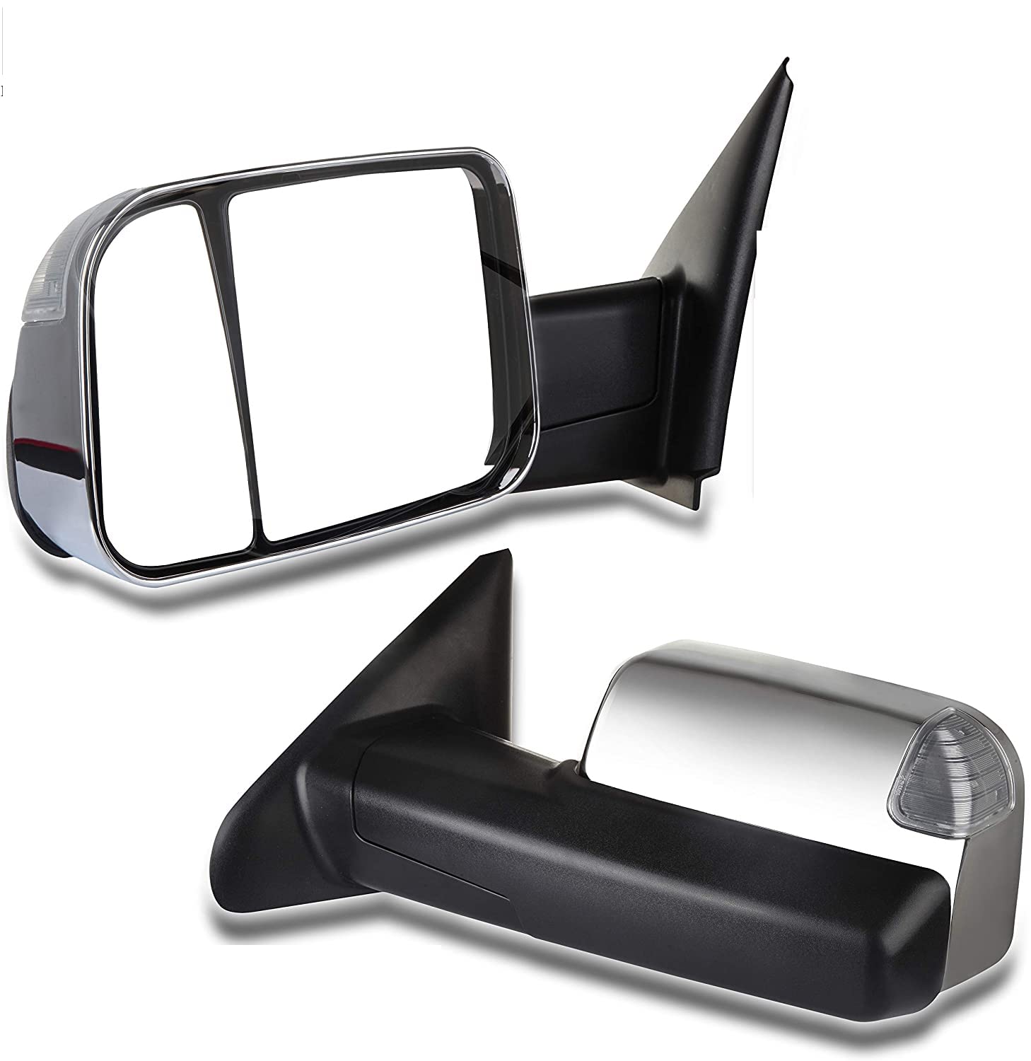 CCiyu Power Heated Towing Mirrors LH/RH for 2002-2008 Dodge Ram 1500 & 2003-2009 Ram 2500/3500 Trucks - Adjustable with Turn Signal - Perfect for Towing, Off-Roading & Winter Driving