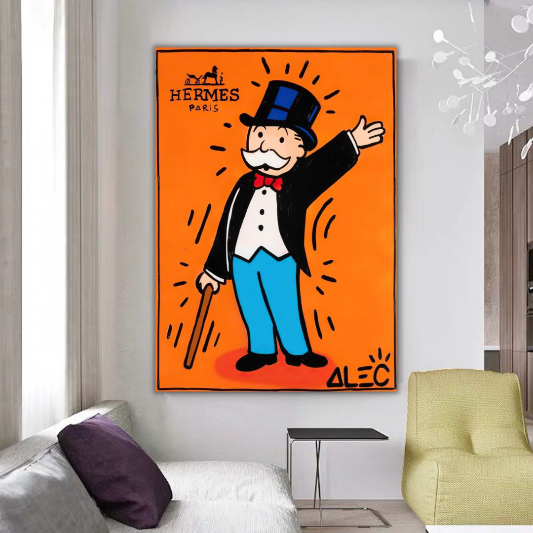 Alec Monopoly Hermes Magician Art Print - Unique Wall Decor for Living Room, Bedroom & Office | Pop Art Canvas Painting for Home & Gift