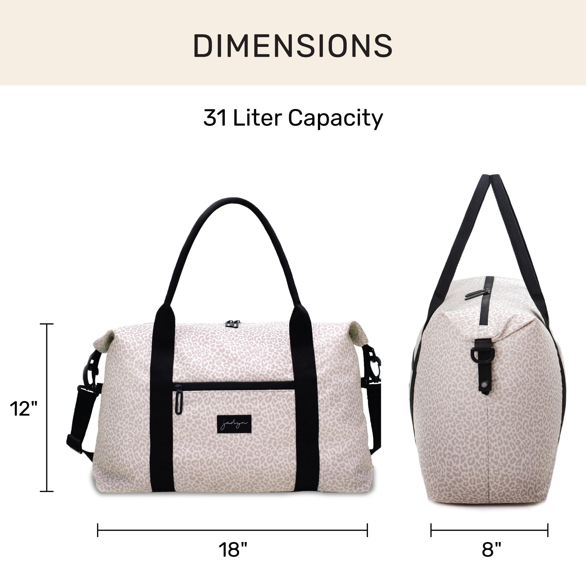 Jadyn Lola Travel Duffle Bag - Stylish Weekender & Overnight Gym Tote for Women & Men - Perfect for Weekend Getaways, Gym, Work & Travel