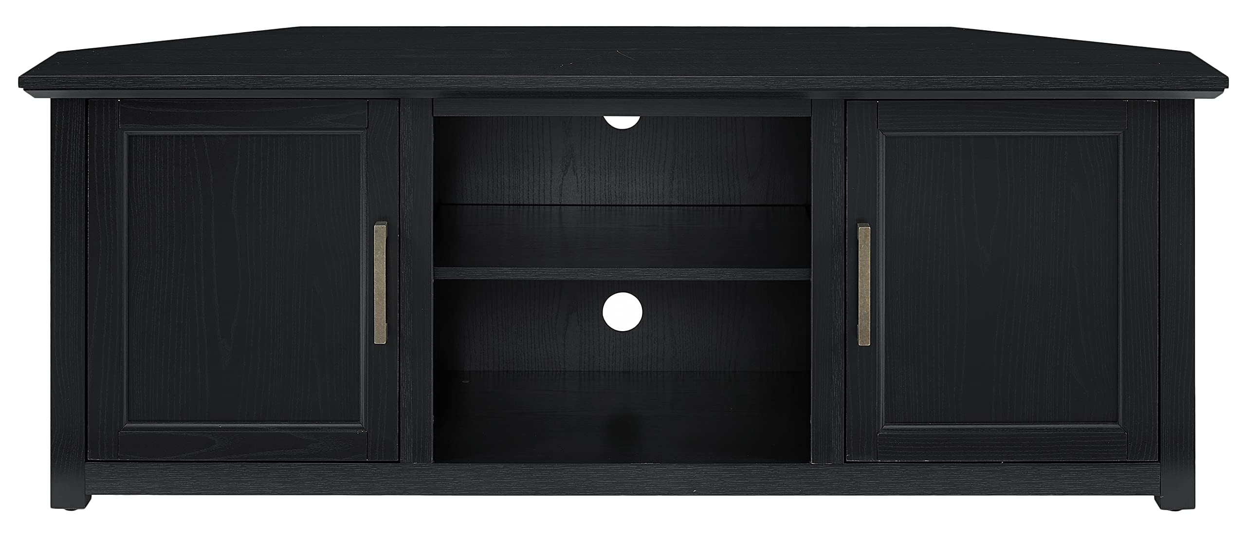 Crosley Camden Corner TV Stand for 65+ Inch TVs - Black Entertainment Center with Storage Shelves | Perfect for Living Room, Bedroom & Home Theater Setup