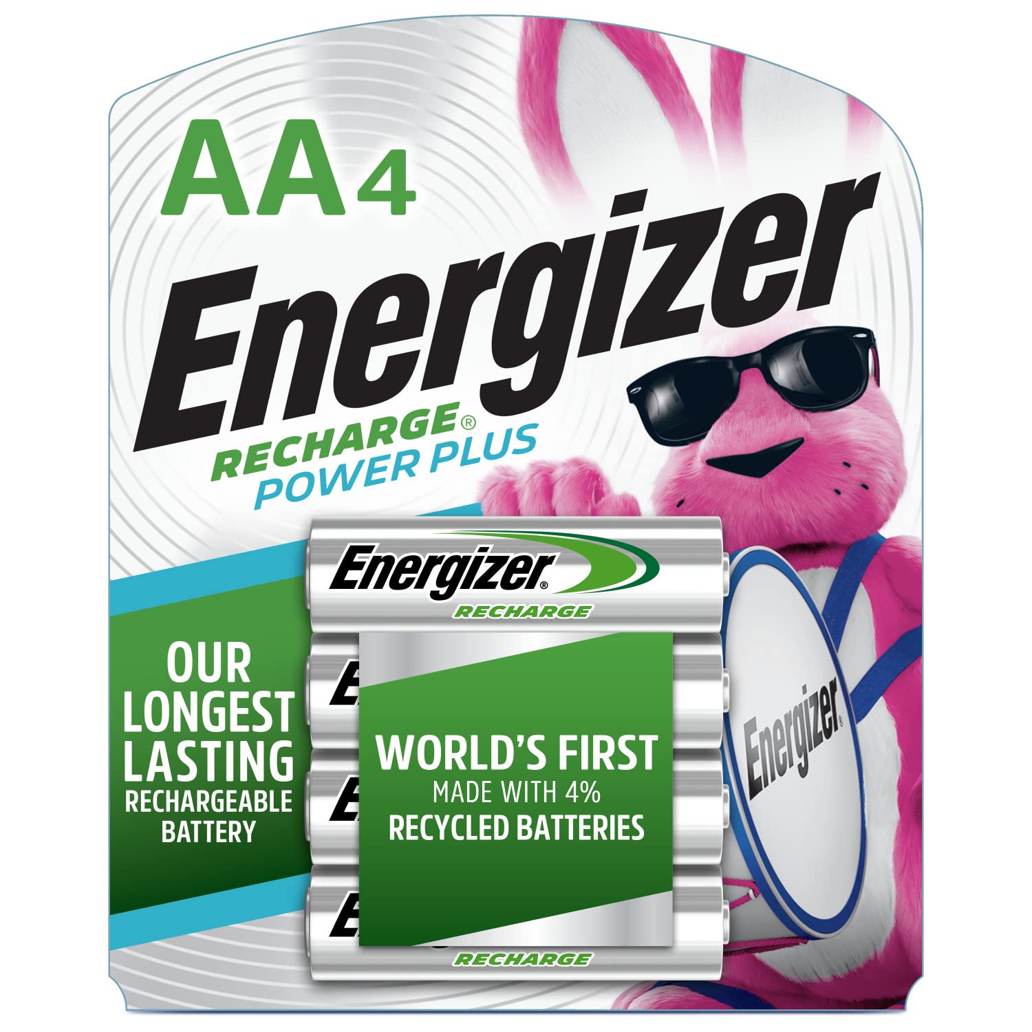 Energizer Basic AA Battery Charger with 4-Pack Power Plus Rechargeable AA Batteries - Fast Charging for Cameras, Game Controllers & Electronics