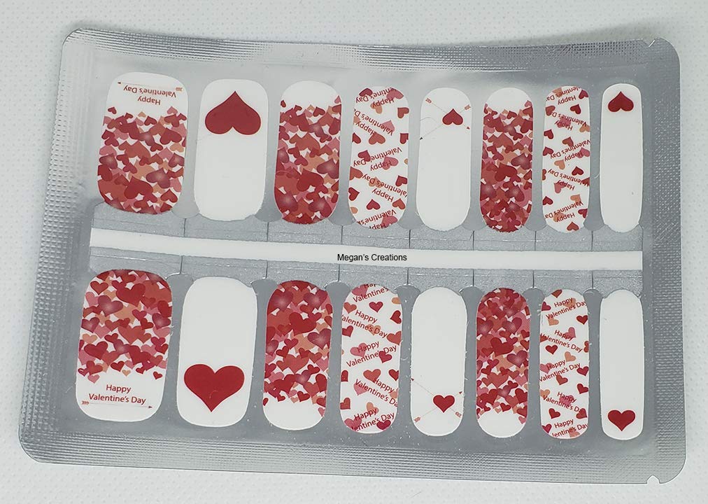 Valentine's Day Heart Nail Polish Wraps - Long Lasting Nail Art Strips for Women | Perfect for Romantic Dates, Parties & Special Occasions