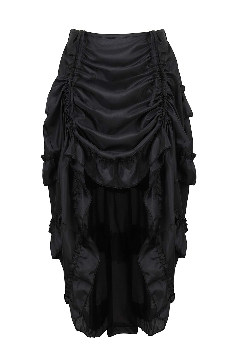 Frawirshau Women's Steampunk Victorian Pirate Costume Skirt - Elegant Ruffle High-Low Hem Gothic Lolita Fashion for Cosplay, Renaissance Fairs & Themed Parties