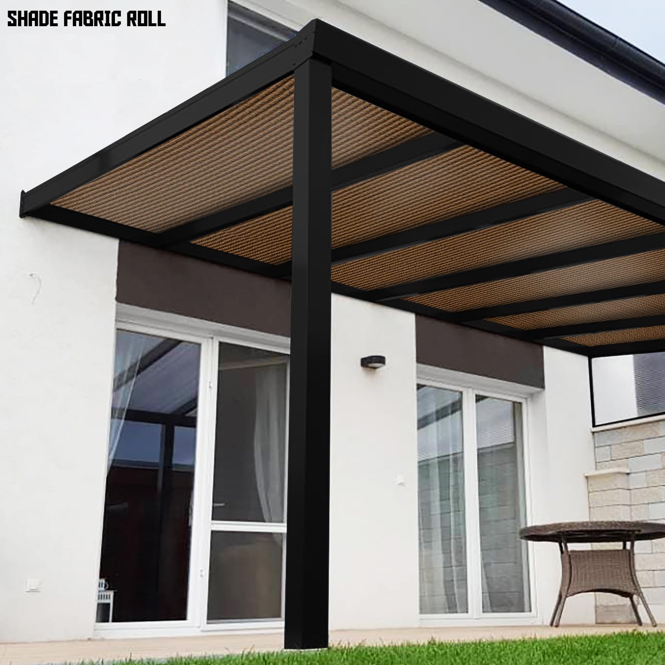 12x31 Ft Brown Sunshade Fabric Roll - 95% UV Block Privacy Screen & Windscreen Mesh - No Grommets for Outdoor Garden, Greenhouse, Barn, Patio, and Poolside Use