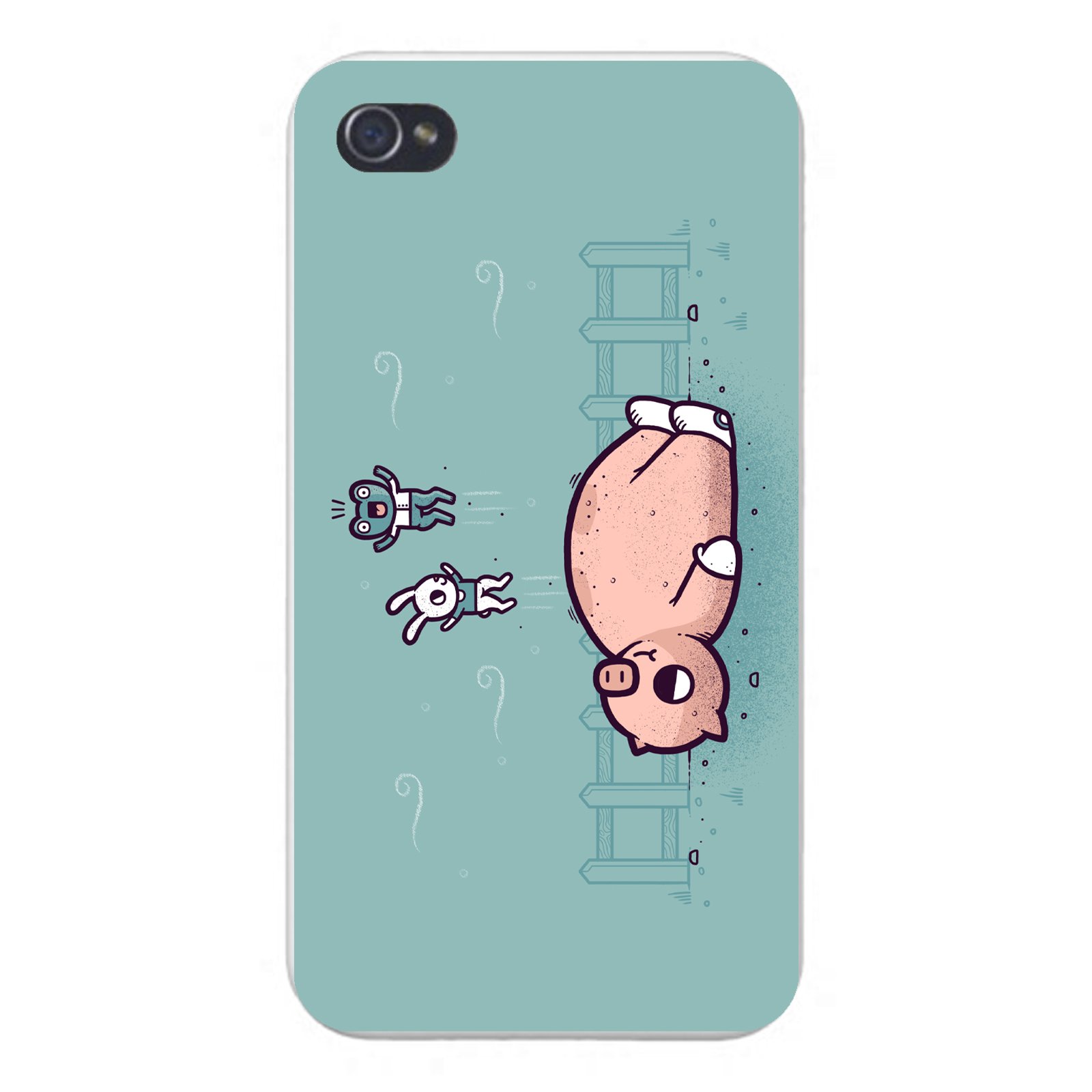 Custom iPhone 5/5S Case - White Plastic Snap-On Cover with Funny Farm Animal Design (Double Jump Style) - Perfect for Everyday Use, Gifts & Humor Lovers