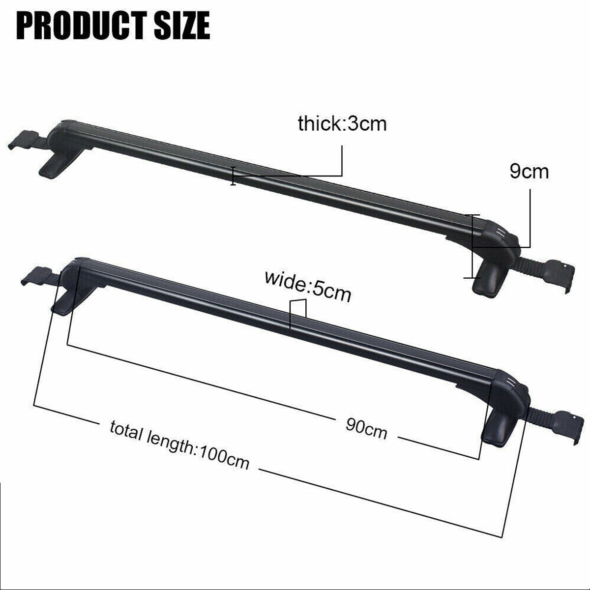 Universal 100cm Car Roof Rack Carrier - Adjustable Aluminum Alloy Cross Bars with Lock for SUV, Sedan, Truck | Perfect for Camping, Road Trips & Luggage Transport