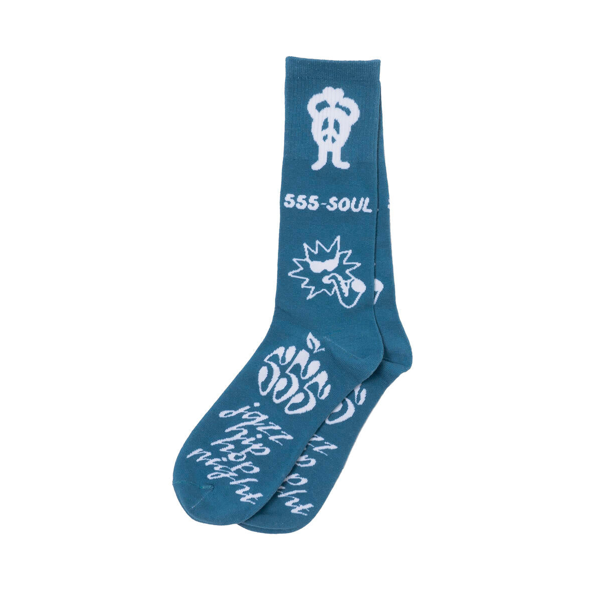 555 Soul Ludlow Throw Socks - Cozy Yale Blue Crew Socks for Men & Women | Perfect for Home, Lounge & Casual Wear