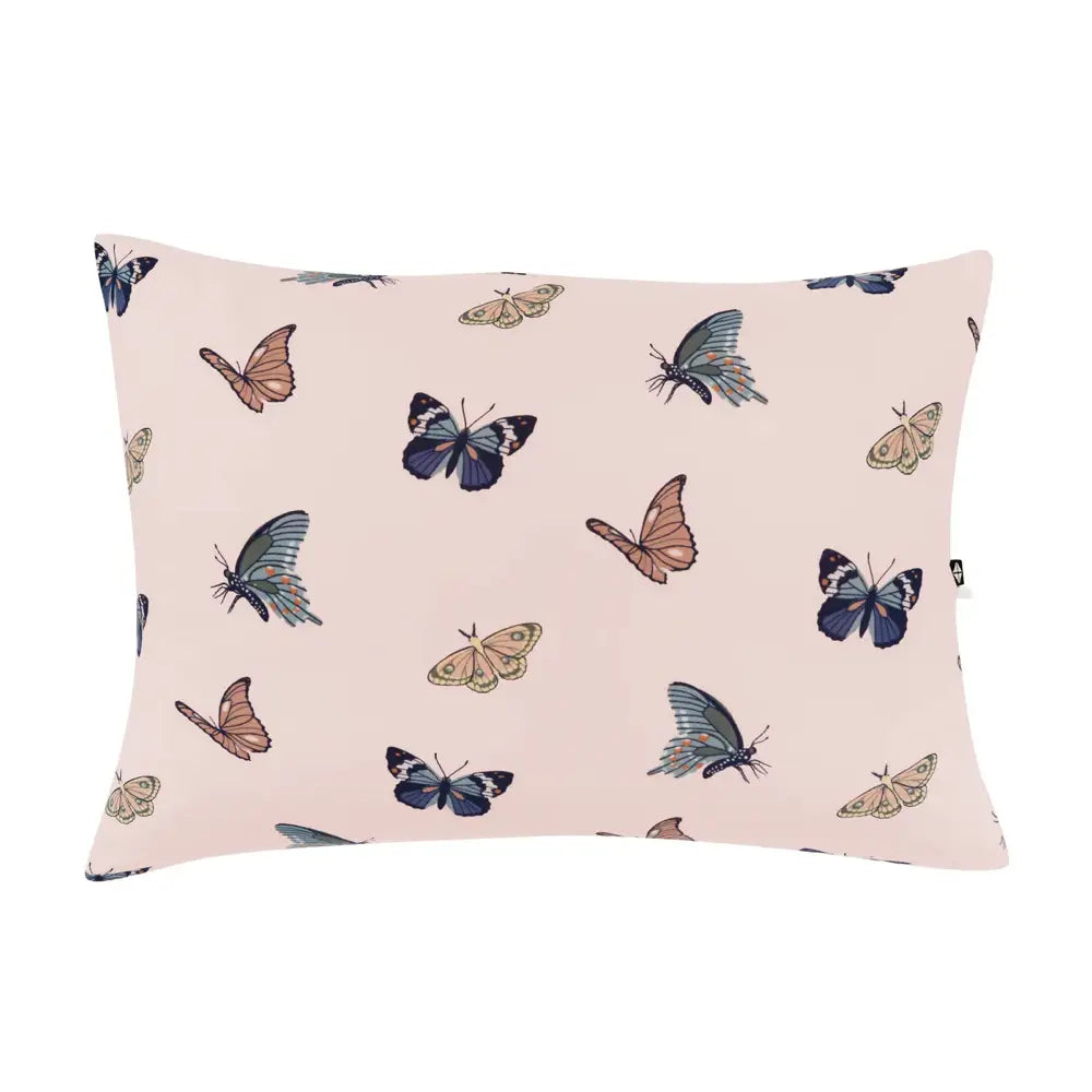 Kyte Baby Blush Butterfly Printed Toddler Pillowcase - Soft Cotton Crib Bedding for Nursery, Daycare & Travel - Cute Baby Shower Gift for Girls & Boys