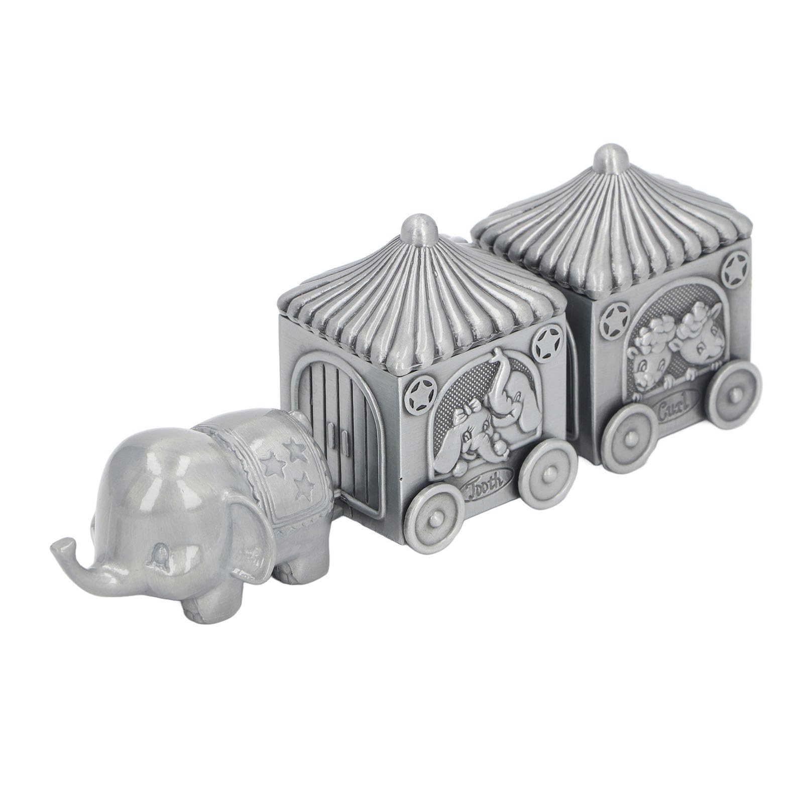 Elephant Keepsake Box Set - 2 Carriage Boxes & Elephant Statue for Baby Teeth Storage | Baby Shower Gift, Newborn Memory Organizer, First Birthday Present | Perfect for Nursery Decor and Milestone Keepsakes