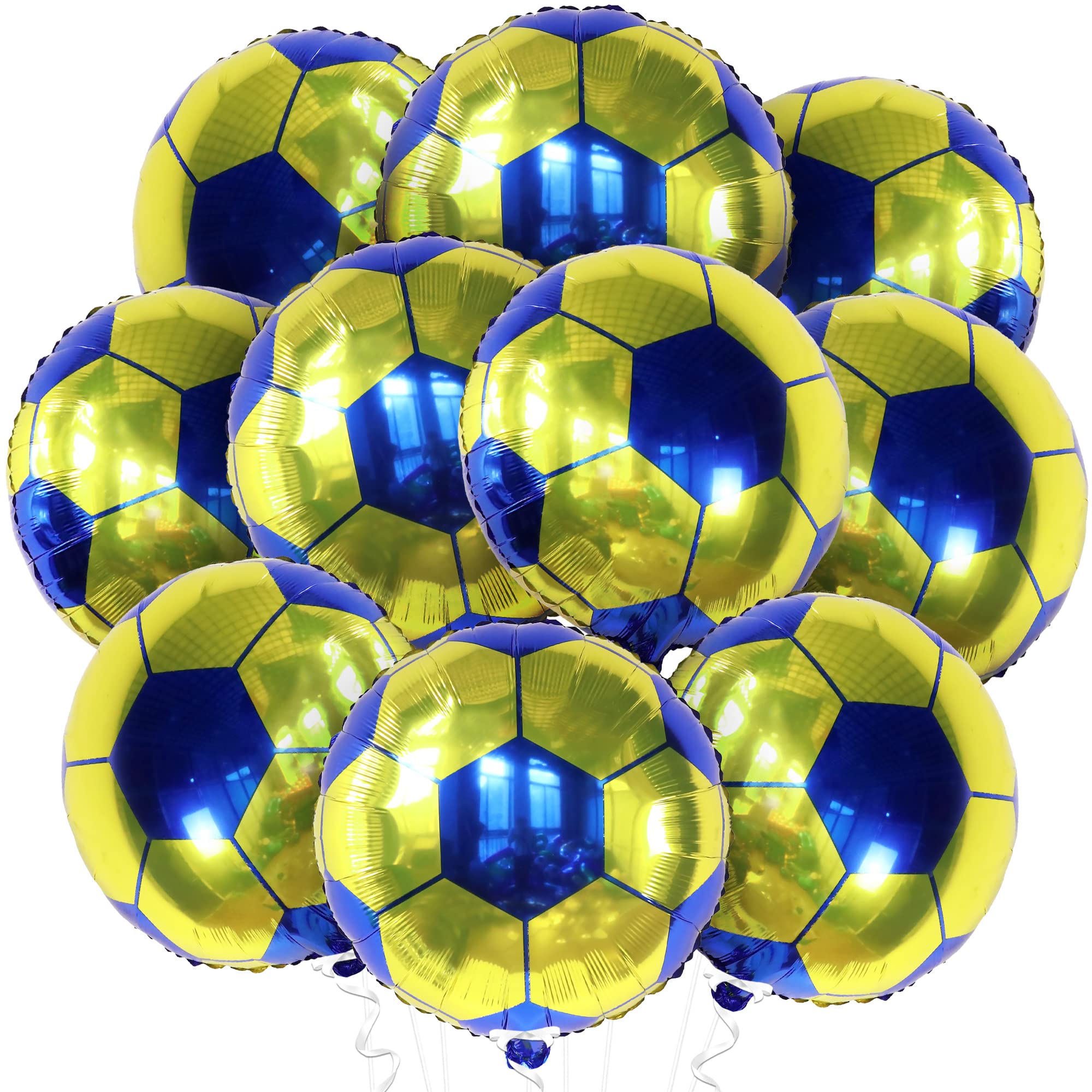 KatchOn 18 Inch Yellow & Blue Soccer Balloons - Pack of 10 | Soccer Ball Themed Party Decorations for USA Team Parties, Birthday Celebrations & Game Day Events | Perfect for World Cup, Team Spirit & Sports Theme Decor