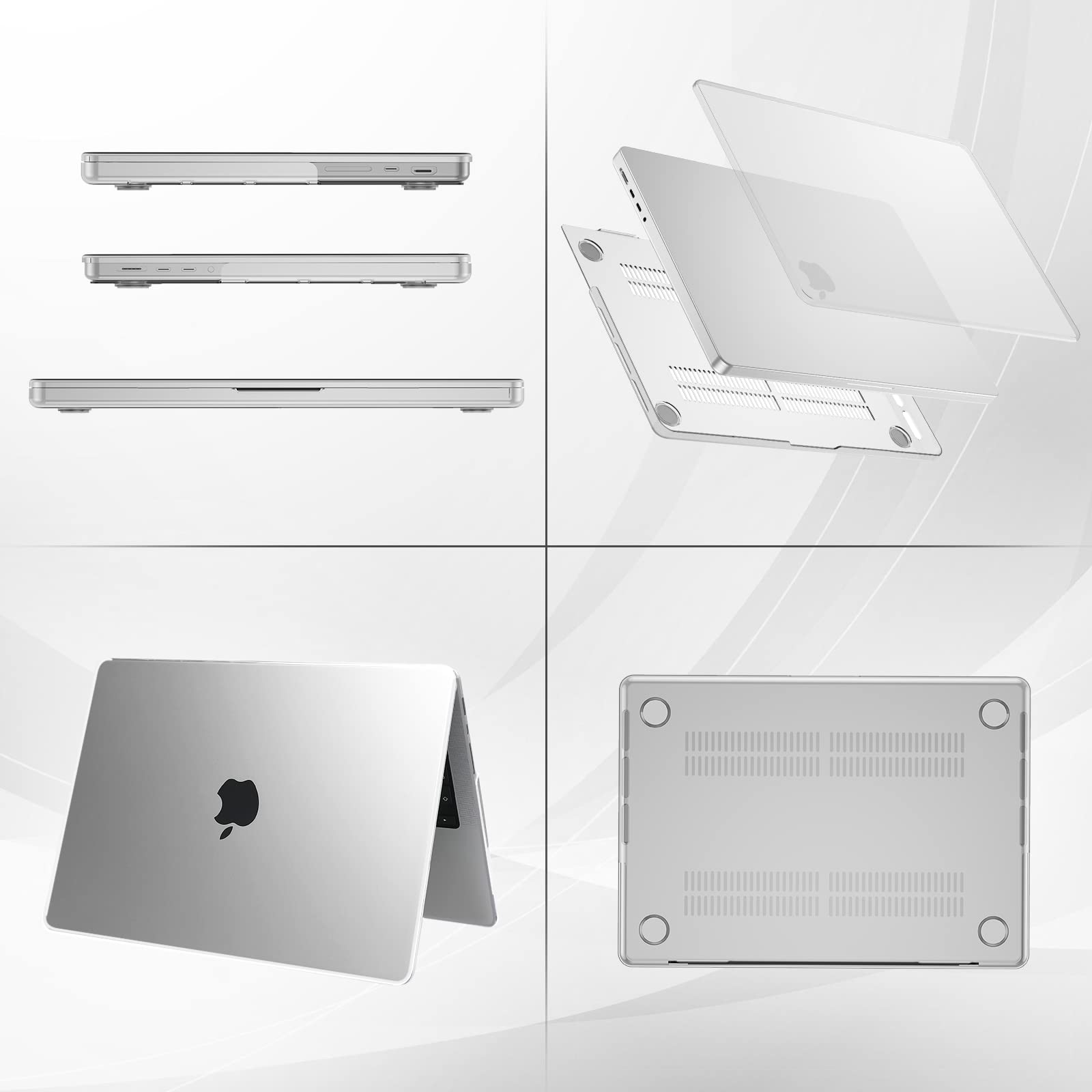ProCase Hard Shell Case for MacBook Pro 16 Inch (2021-2024 Models M1/M2/M3/M4) with Keyboard Cover & Touch ID Protection - Crystal Clear Slim Design for Work, Travel & Daily Use