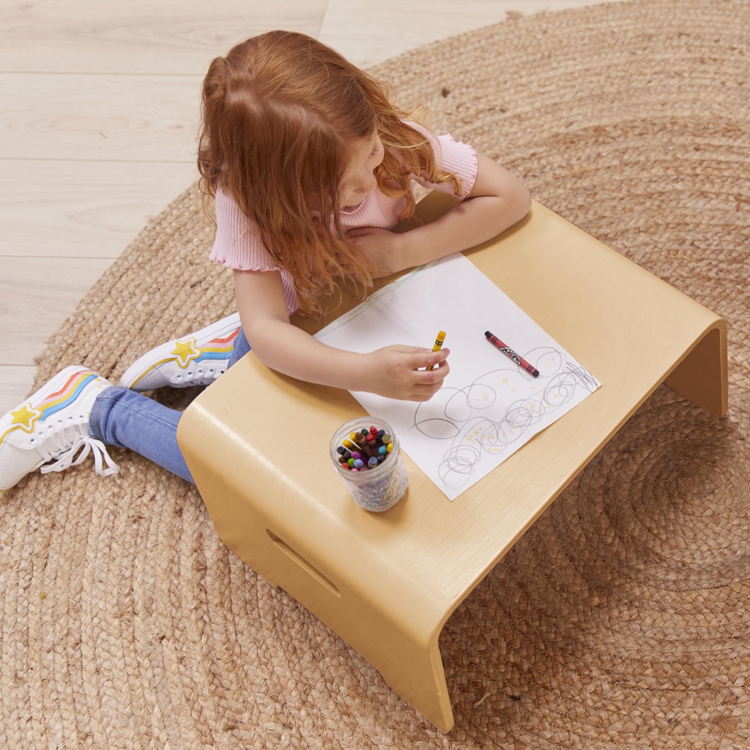 ECR4Kids Natural Wood Bentwood Lap Desk with Handles - Portable Kids Activity Table for Drawing, Writing & Learning - Perfect for Homeschool, Classroom & Bedroom Use
