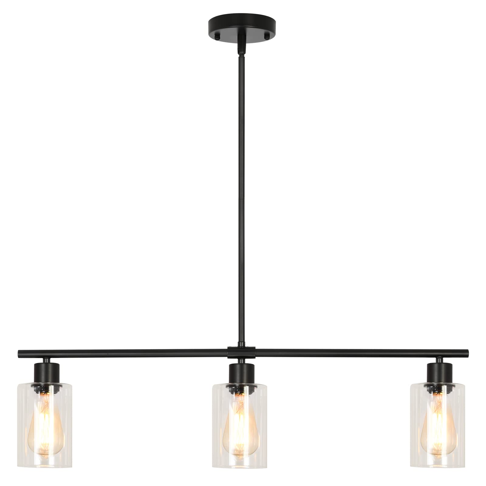 3-Light Modern Chandelier Kitchen Island Pendant Lighting - Adjustable Height Industrial Style Fixture for Dining Room, Living Room, Bedroom & Foyer - Perfect for Home Decor, Farmhouse Kitchen & Open Concept Spaces