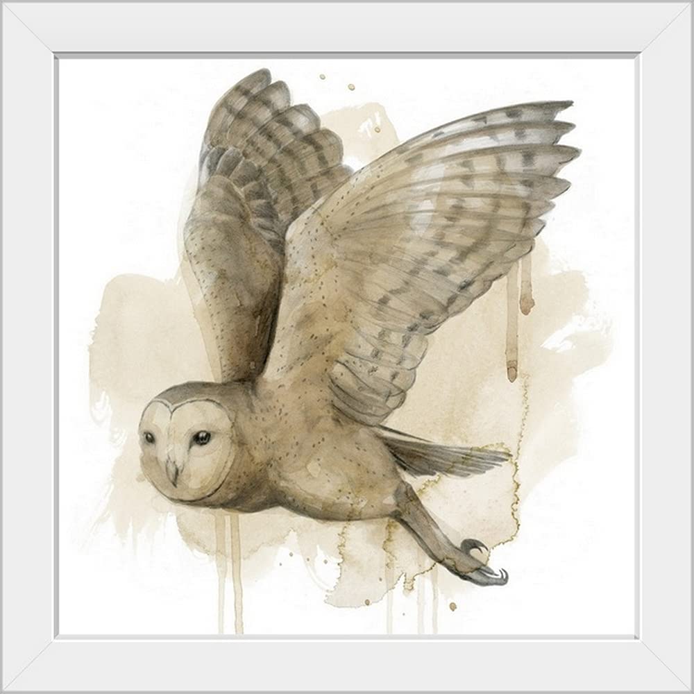 Midnight Watch II White Framed Owl Art Print - Premium Canvas Wall Decor for Living Room, Bedroom & Office | Nature Inspired Home Decor