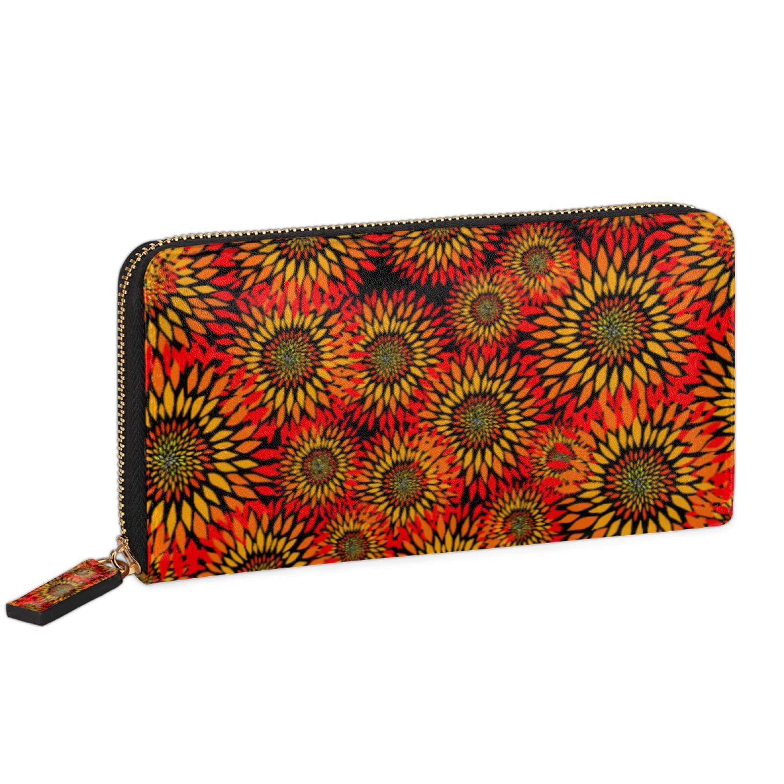 Stylish Women's Leather Wallet with Sunflower Pattern - Large Credit Card Holder, Coin Purse & Phone Clutch | RFID Blocking Zipper Closure | Perfect for Everyday Use, Travel & Gift Giving
