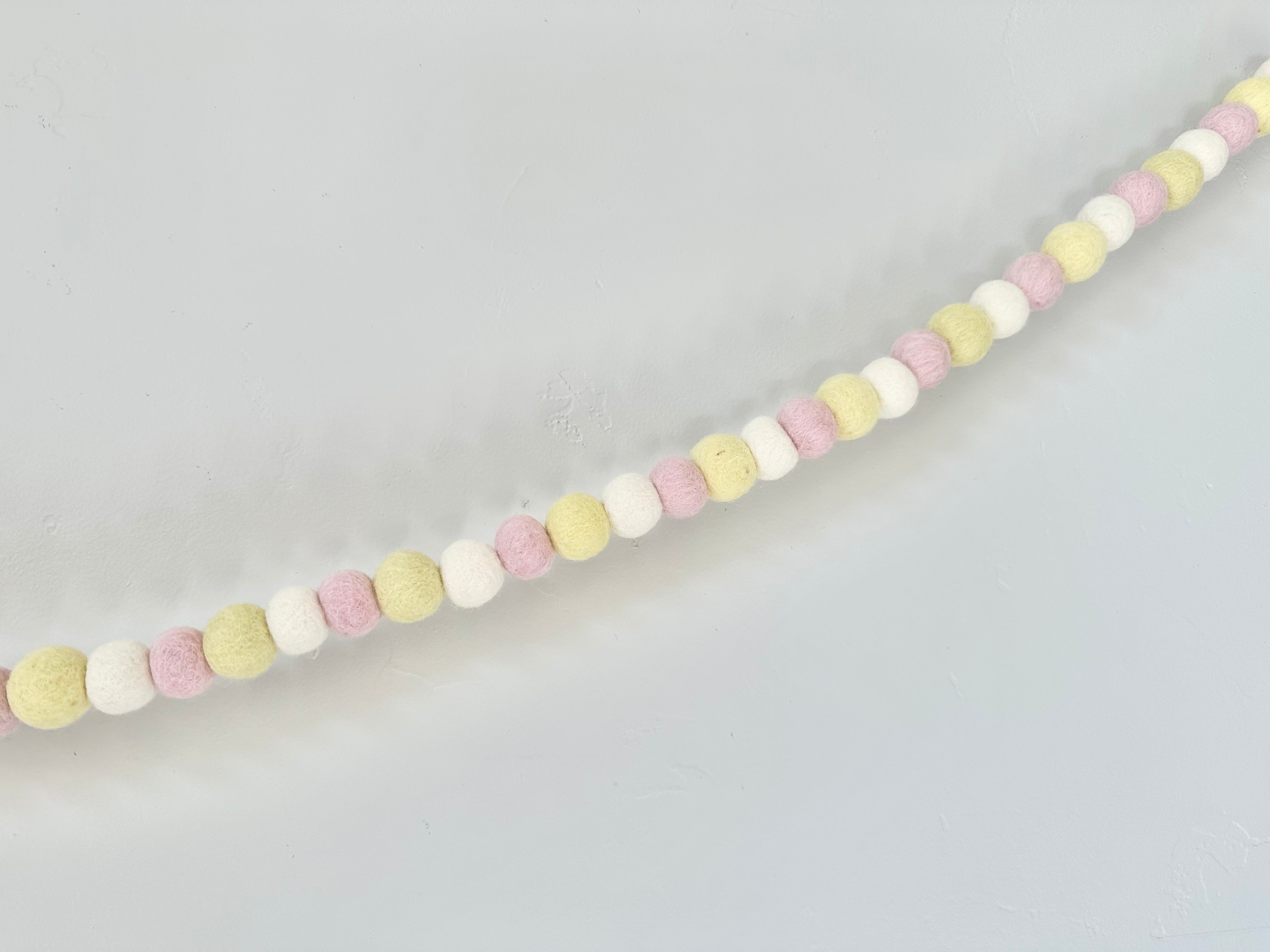 Pink Lemonade Felt Ball Garland - Handmade Decorative Party Banner for Baby Showers, Weddings & Nursery Decor - 10ft Pastel Pink & Yellow Boho Felt Pom Pom String