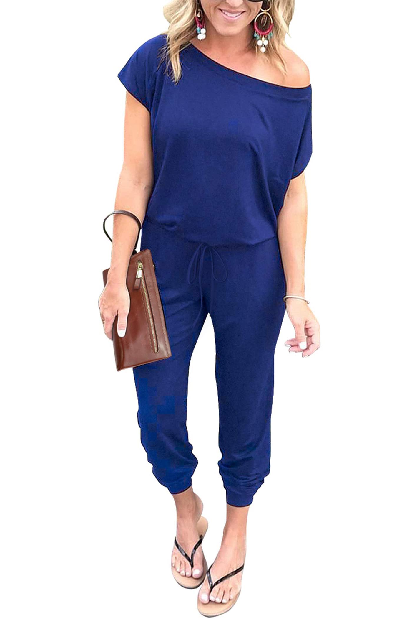 PRETTYGARDEN Women's Off Shoulder Jumpsuit - 2025 Summer Romper Dress | Spring Vacation & Lounge Outfit | Beach Travel, Date Night, Casual Wear