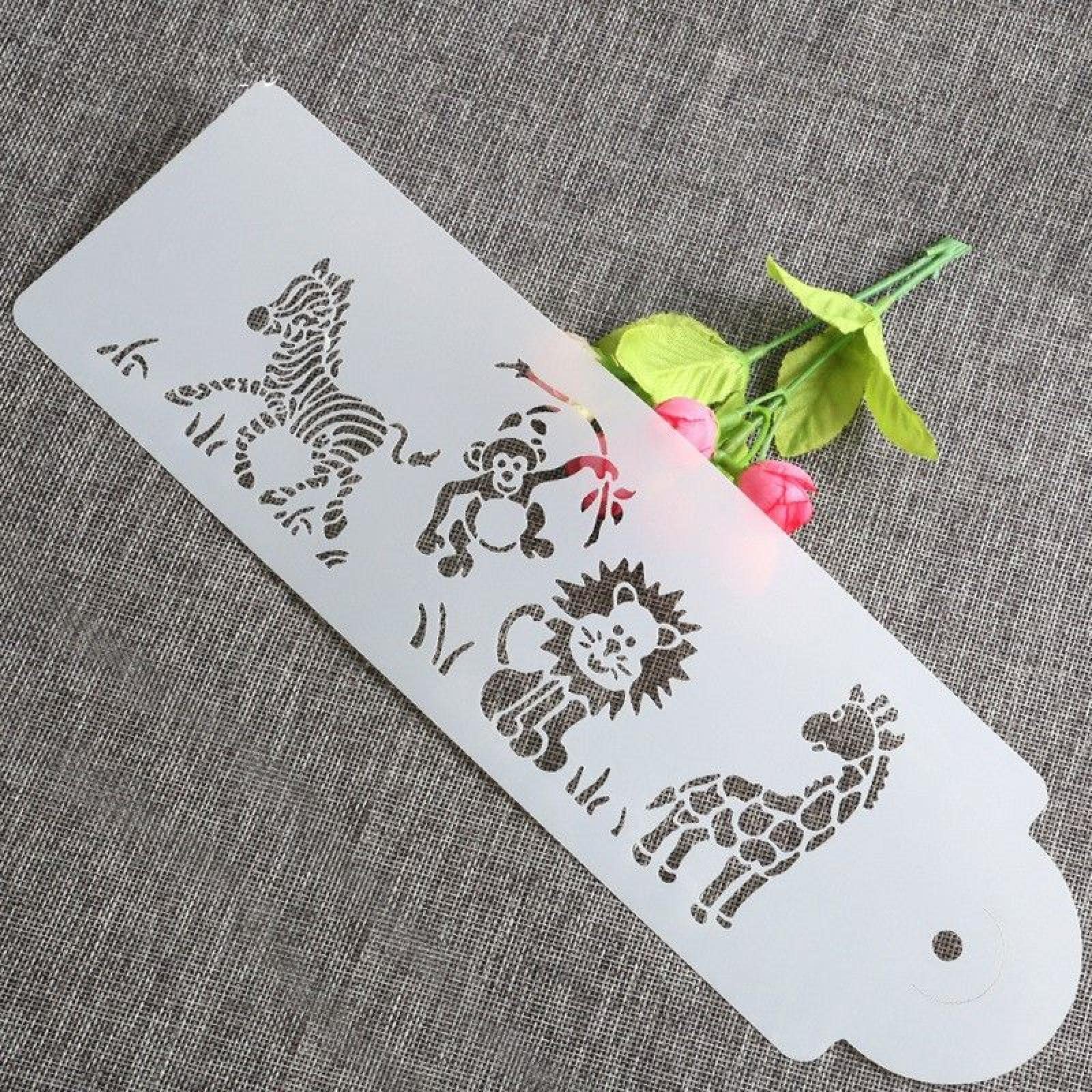 Cute Animal Letter Stencils for Painting - Giraffe, Zebra, Monkey, Lion Cake Molds for Airbrush, Cookies, Fondant & Mousse Decorating - Perfect for Birthday Cakes, DIY Crafts and Party Desserts