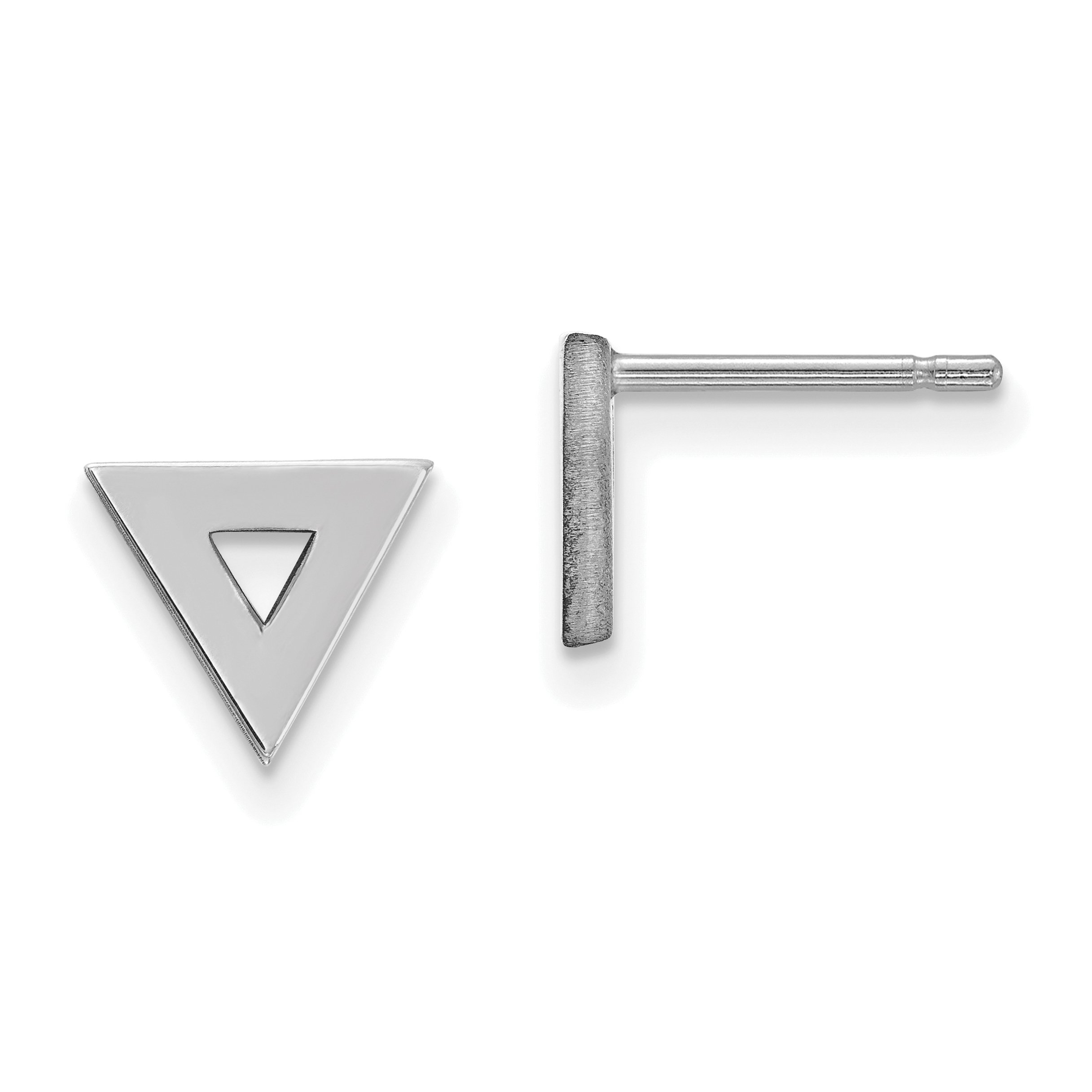 14K White Gold Open Triangle Post Earrings for Women - 8mm Minimalist Dainty Stud Earrings for Everyday Wear, Gift & Special Occasions