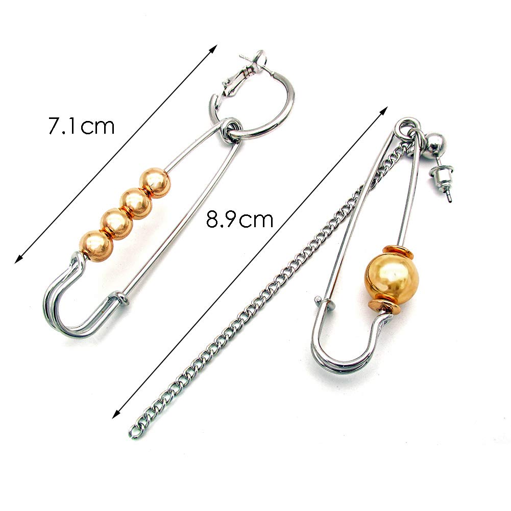 Stylish Long Tassel Asymmetric Safety Pin Chain Drop Earrings for Women & Men - Punk Gothic Jewelry for Concerts, Parties & Fashion Statements