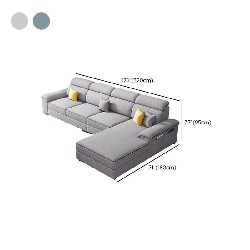 Modern L-Shaped Sectional Sofa with Chaise Lounge - 3-Piece Grey Couch Set, Right-Hand Facing & Flared Arm Design - Perfect for Living Room, Home Theater, and Small Space Apartments