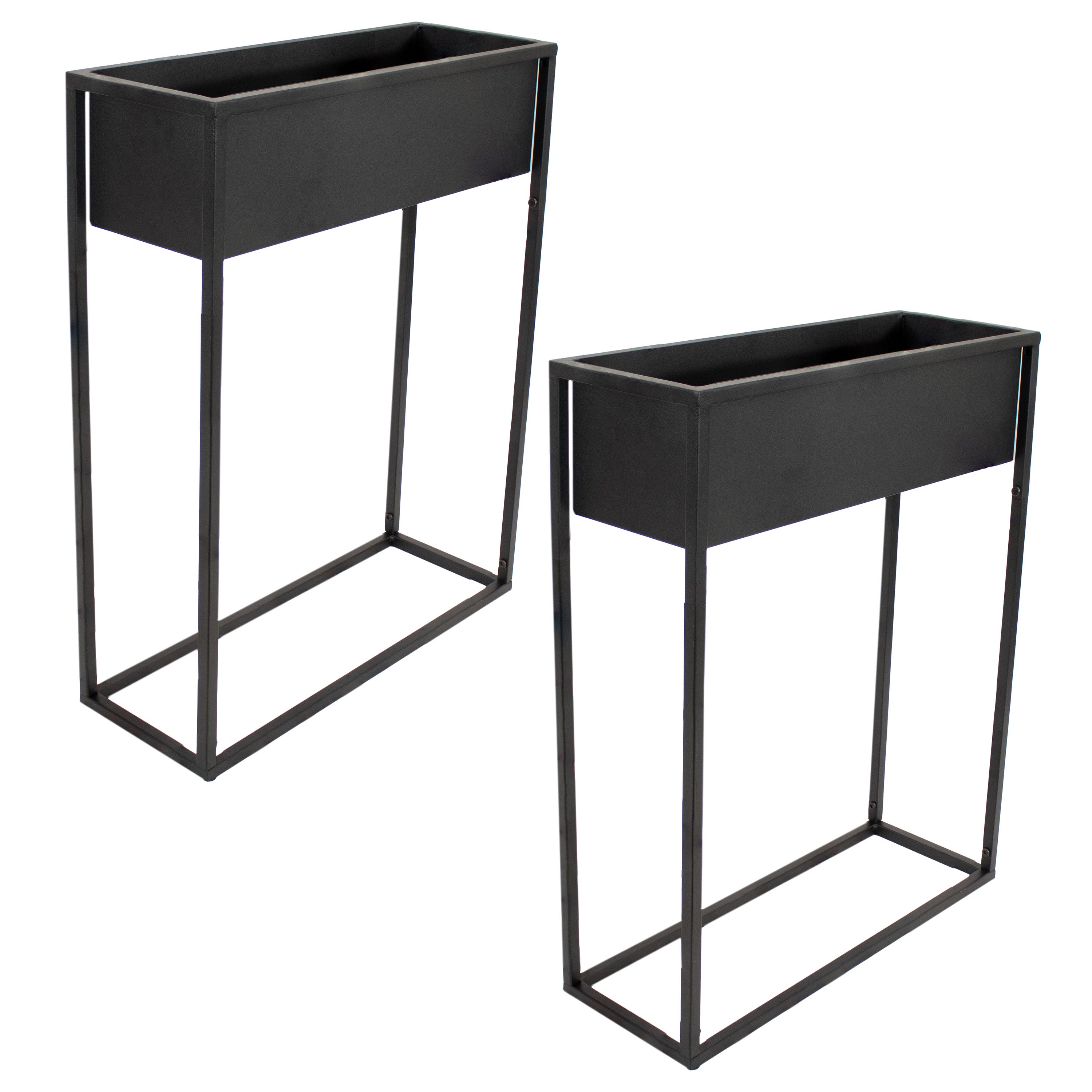 Modern Black Metal Raised Planter Box with Legs - 27.5 Inch Elevated Garden Planter for Outdoor Patio, Balcony & Backyard Decor