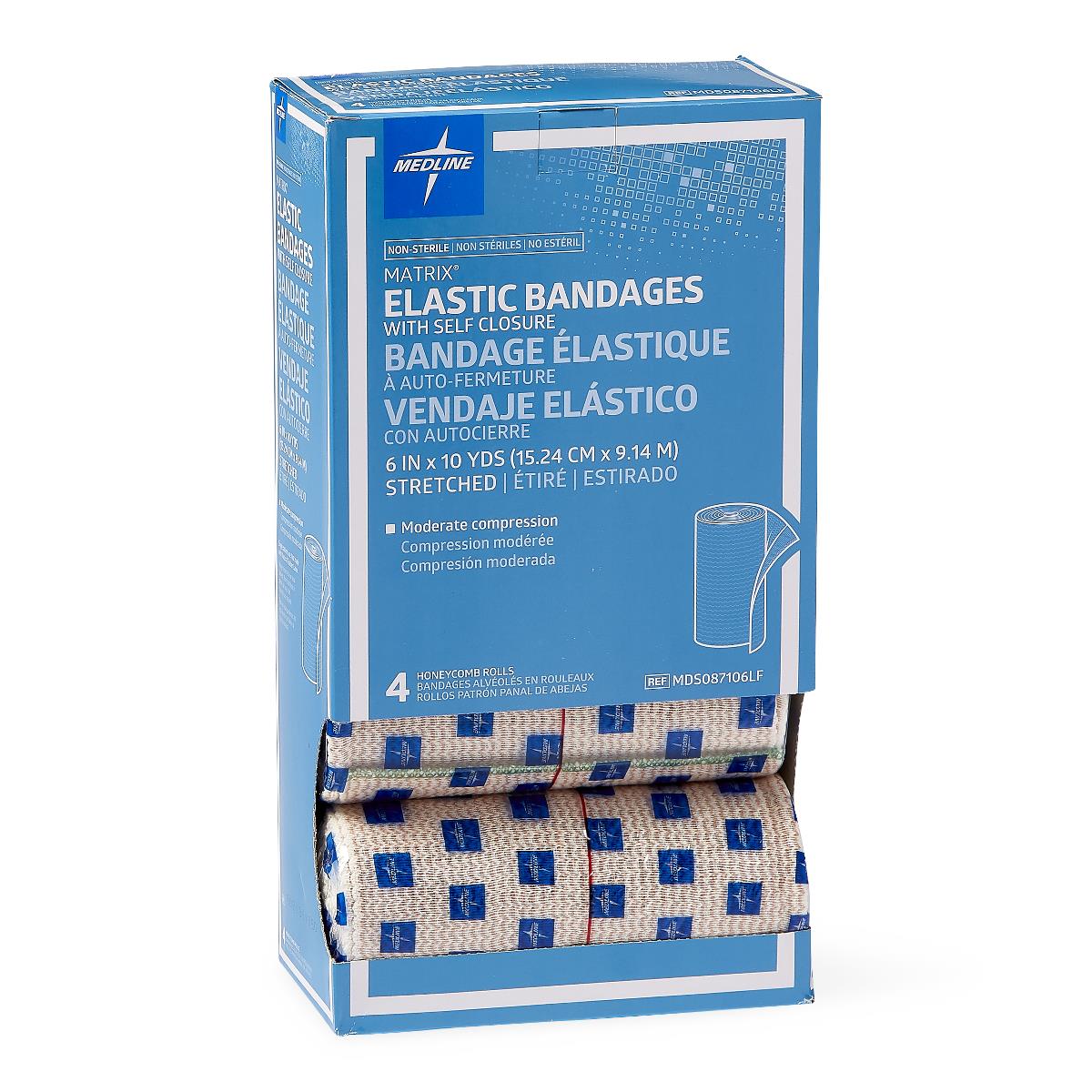 Matrix Elastic Bandage with Velcro Closure - 6 Inch x 10 Yard (Case of 20) - Ideal for Sports Injuries, First Aid Kits & Medical Support