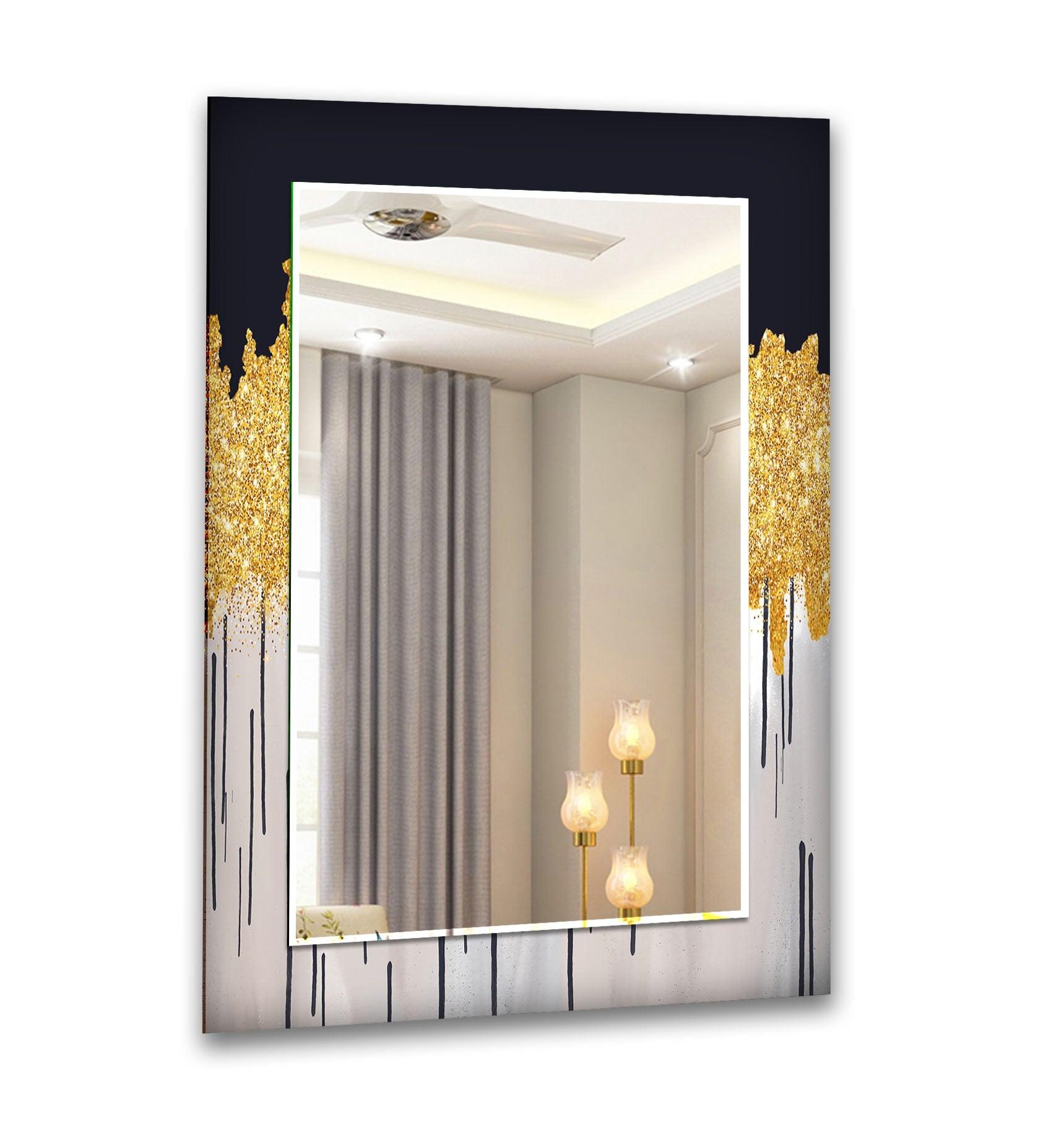 Abstract Gold Accent Wall Mirror - Elegant Home Decor for Living Room, Bedroom & Entryway