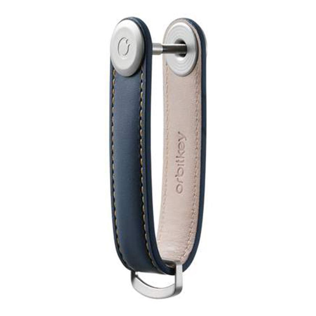 Orbitkey Leather 2.0 Key Organizer - Premium Leather Key Holder for Men & Women, Navy/Tan Color - Perfect for Home, Office & Travel Organization