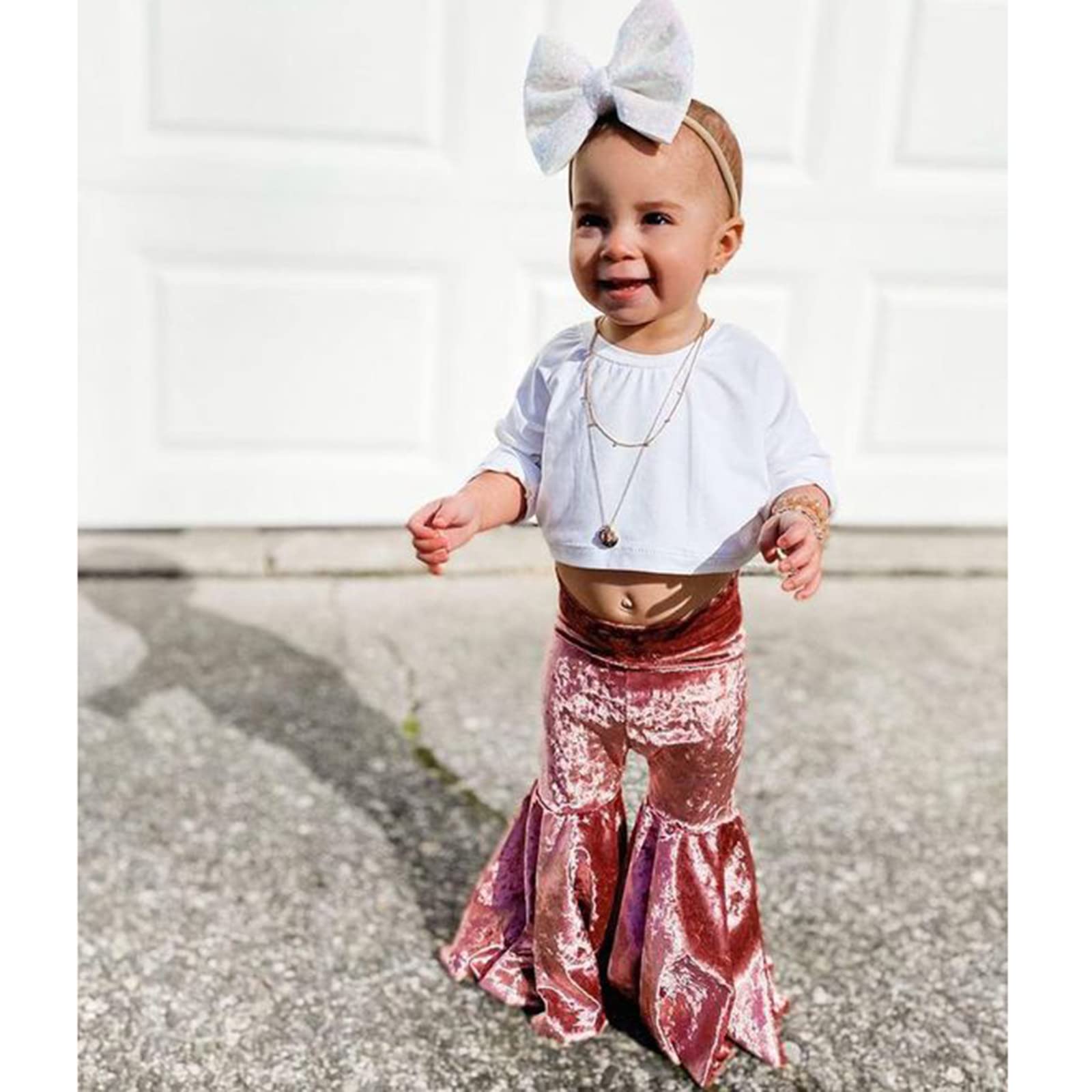 Toddler Bell Bottom Pants for Baby Girls - Soft Ruffle Leggings Flare Trousers | Playtime, Daycare & Photo Outfits