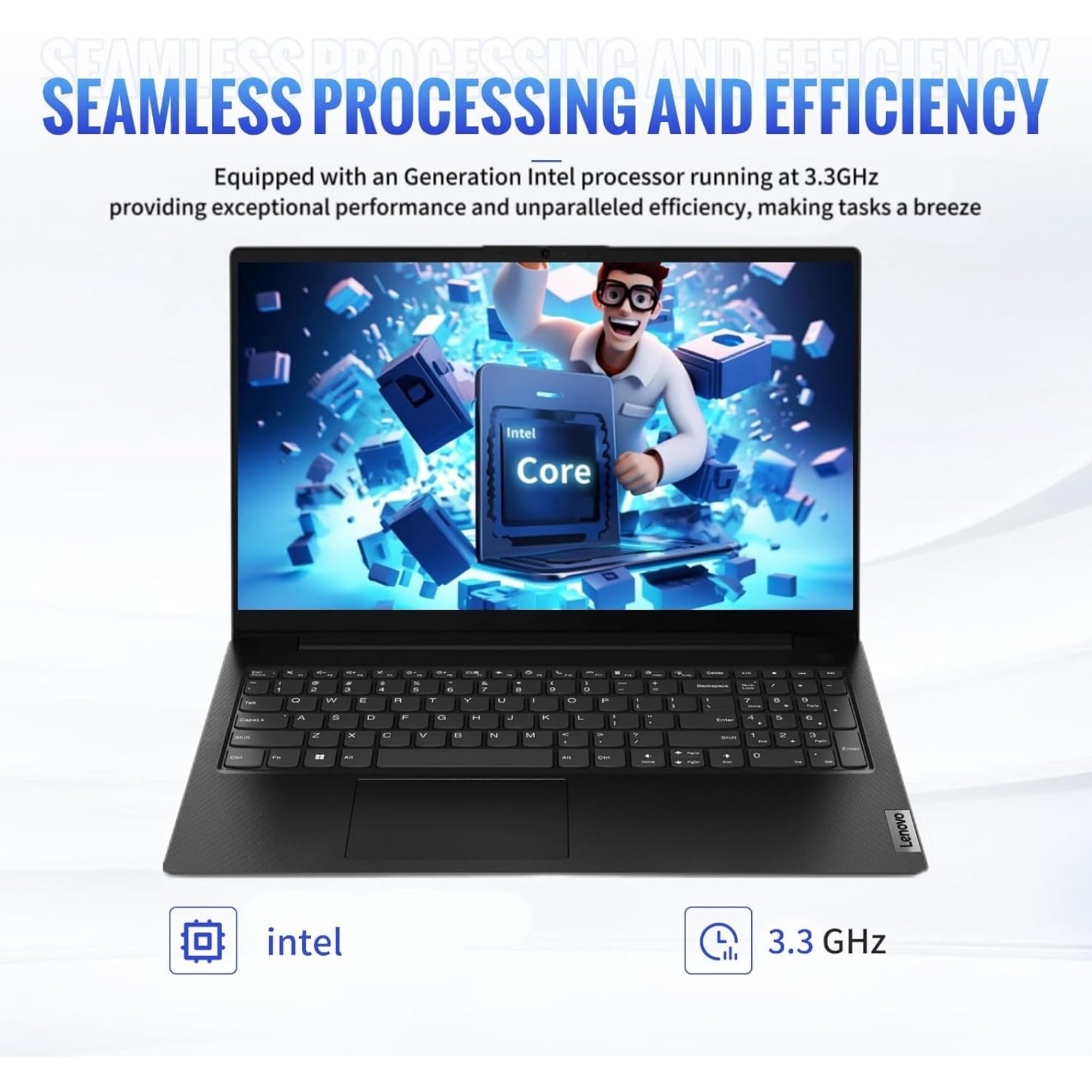 Lenovo V15 Gen-4 Business Laptop - 16GB RAM, 1TB SSD, Intel Quad-Core i5 up to 3.3GHz, 15.6