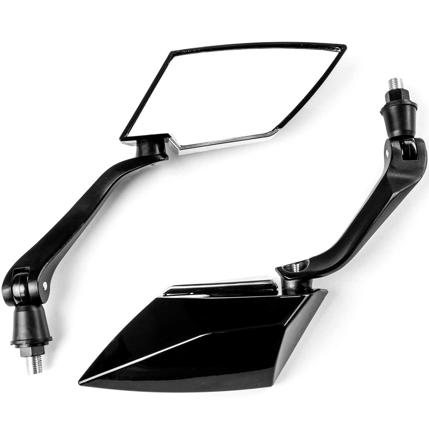 Krator Universal Black Motorcycle Mirrors - Compatible with Honda Shadow, Sabre, VT, VF 700 750 1100 - Durable Adjustable Rearview Mirrors for Enhanced Safety on Cruiser & Touring Bikes