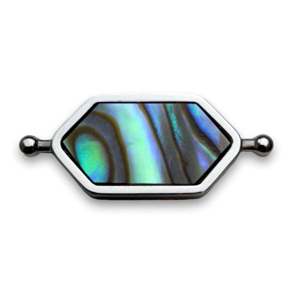 Natural Abalone Shell Hex Bar with Crystal Elements – Perfect for Jewelry Making, Home Decor & Spiritual Healing
