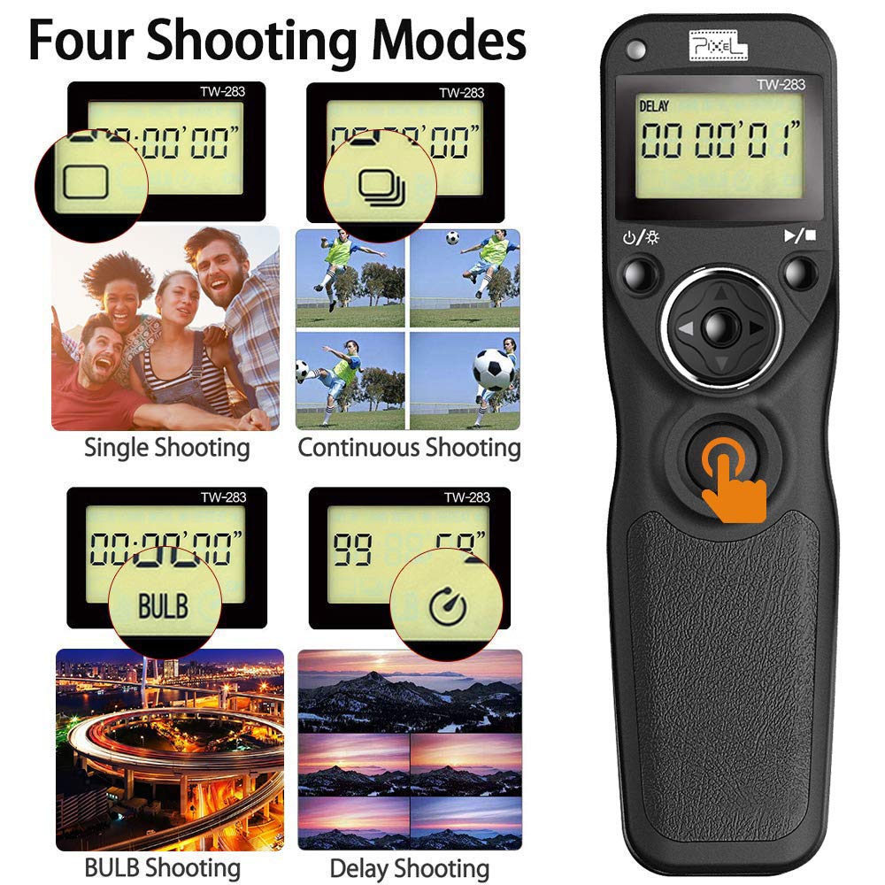 PIXEL TW-283/N3 Wireless Shutter Remote for Canon DSLR Cameras - Compatible with 5D Mark III/IV, 6D, 7D Mark II, 50D, 40D, 30D, D60, D30 & 1DX Mark II - Perfect for Group Photos, Wildlife Photography & Long Exposure Shots