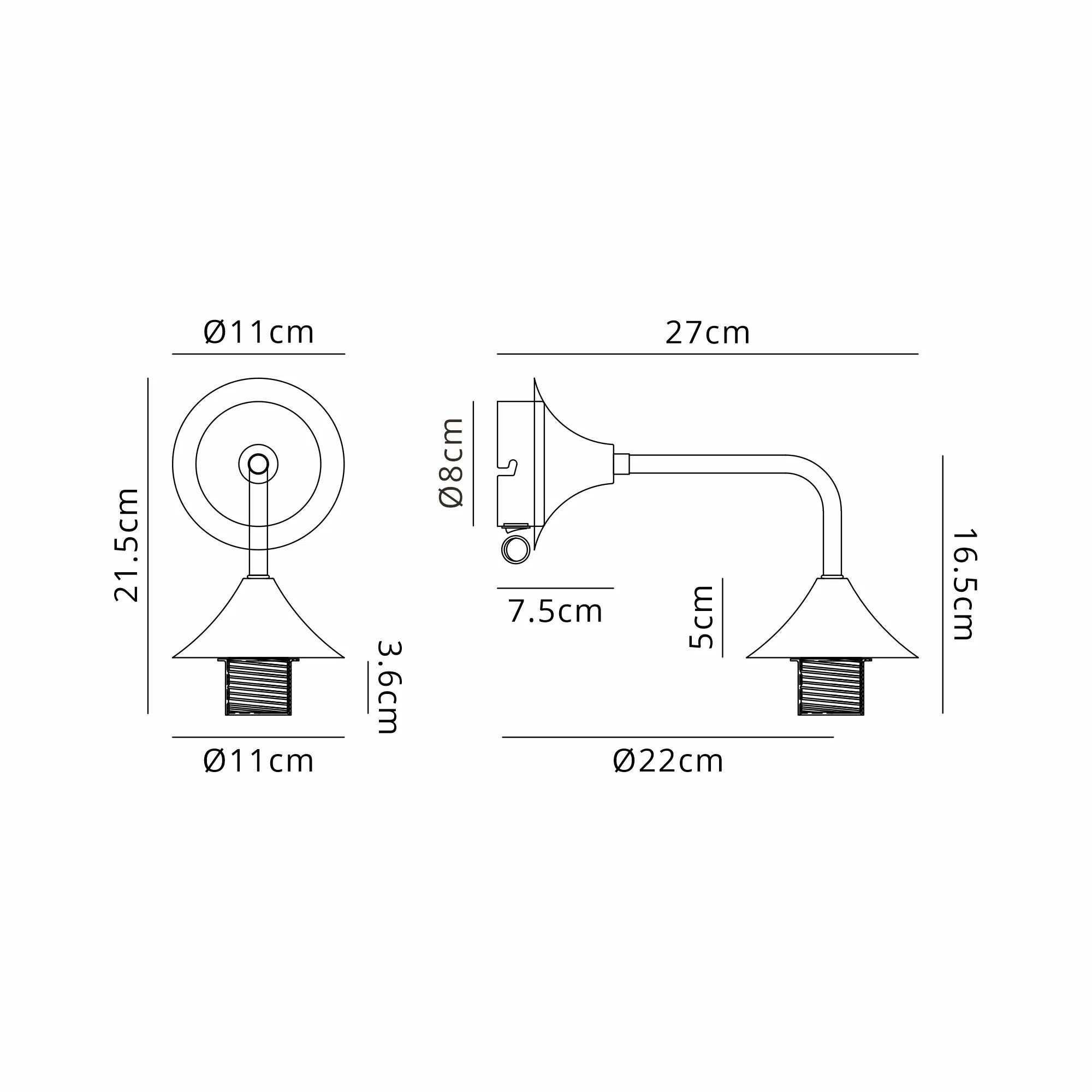 Benalla Wall Light with E27 Socket - Modern Indoor/Outdoor Wall Sconce for Bedroom, Living Room, Porch & Patio Lighting
