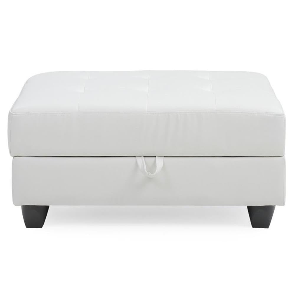 Glory Furniture G307-O White Storage Ottoman - Versatile Footrest, Seat & Hidden Storage for Living Room, Bedroom & Home Decor